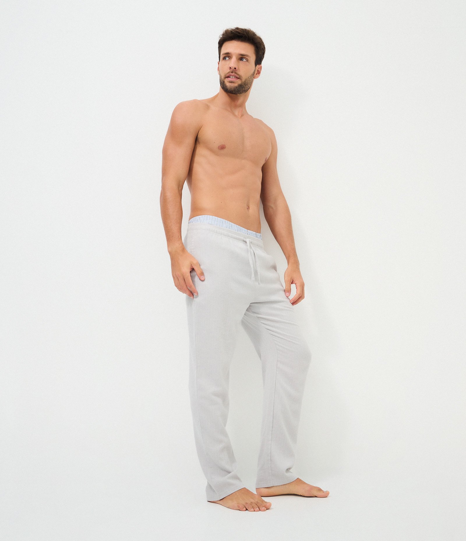 Calça de Pijama em Flanela com Cordão no Cós Cinza 1