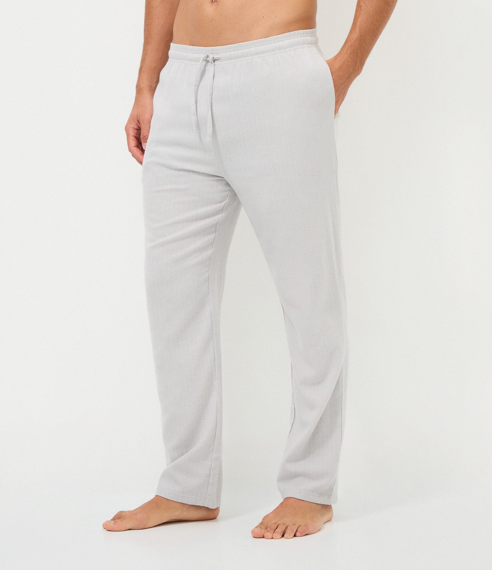 Calça de Pijama em Flanela com Cordão no Cós Cinza 2