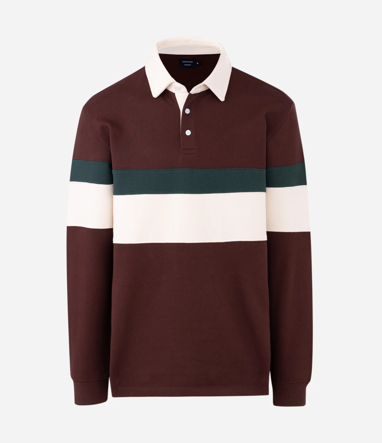 Casaco Moletom com Gola Polo Estampa Bloco de Cor Marrom 2