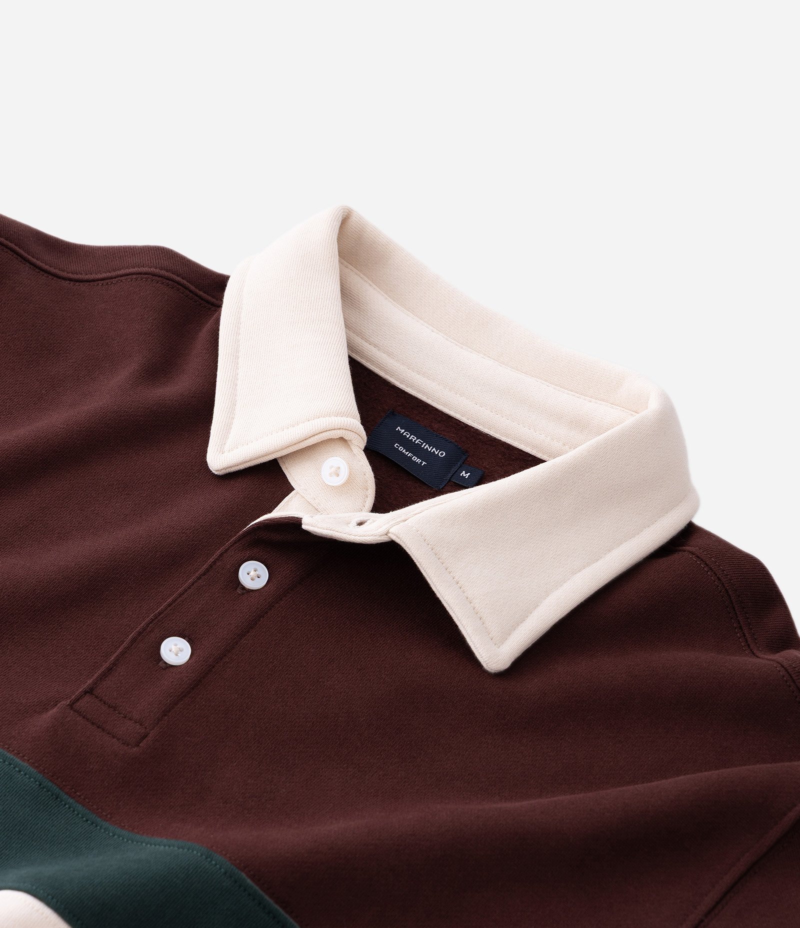 Casaco Moletom com Gola Polo Estampa Bloco de Cor Marrom 7