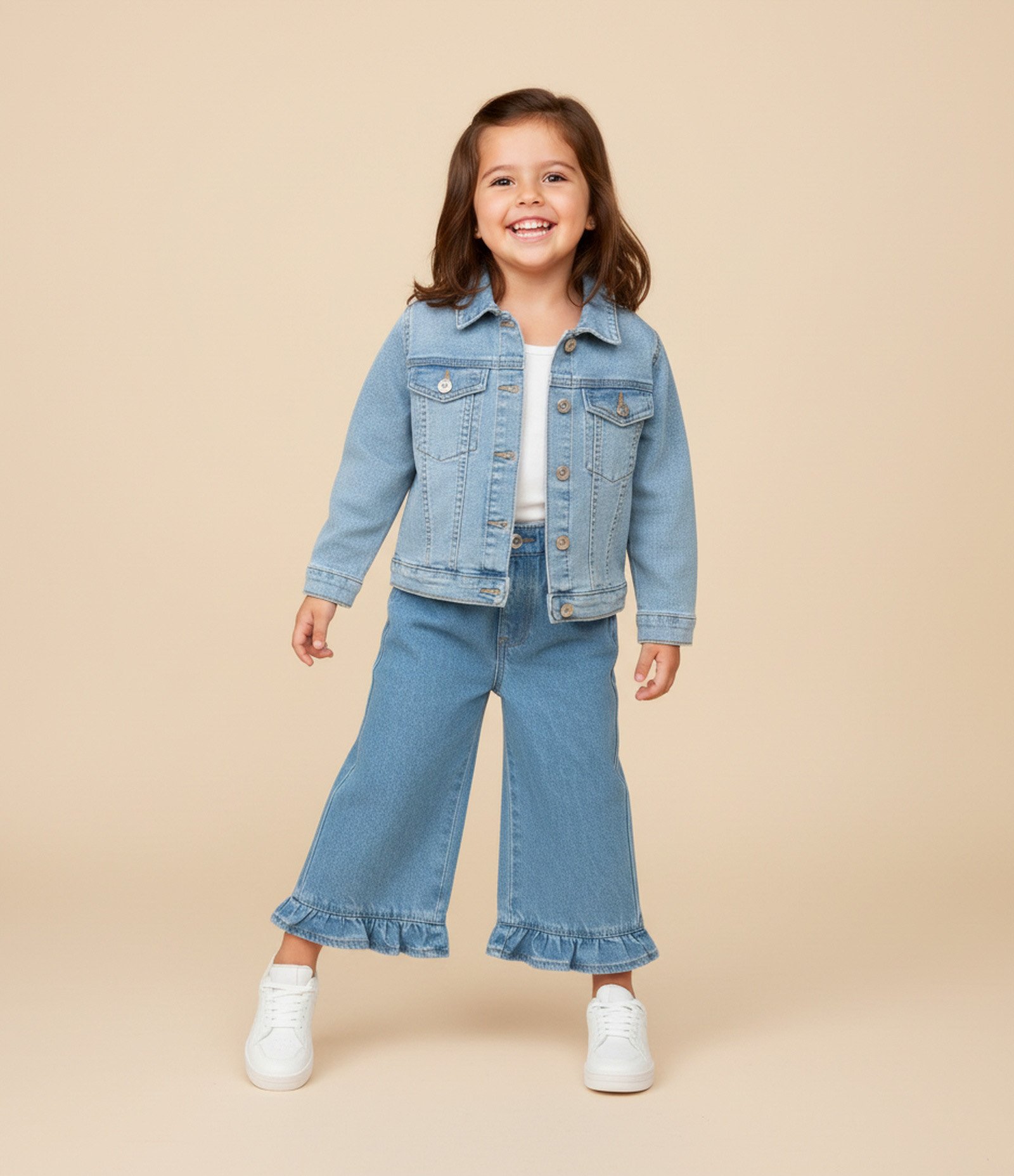 Jaqueta Infantil em Jeans com Bolsos Frontais – Tam 1 a 5/6 Anos Azul 1