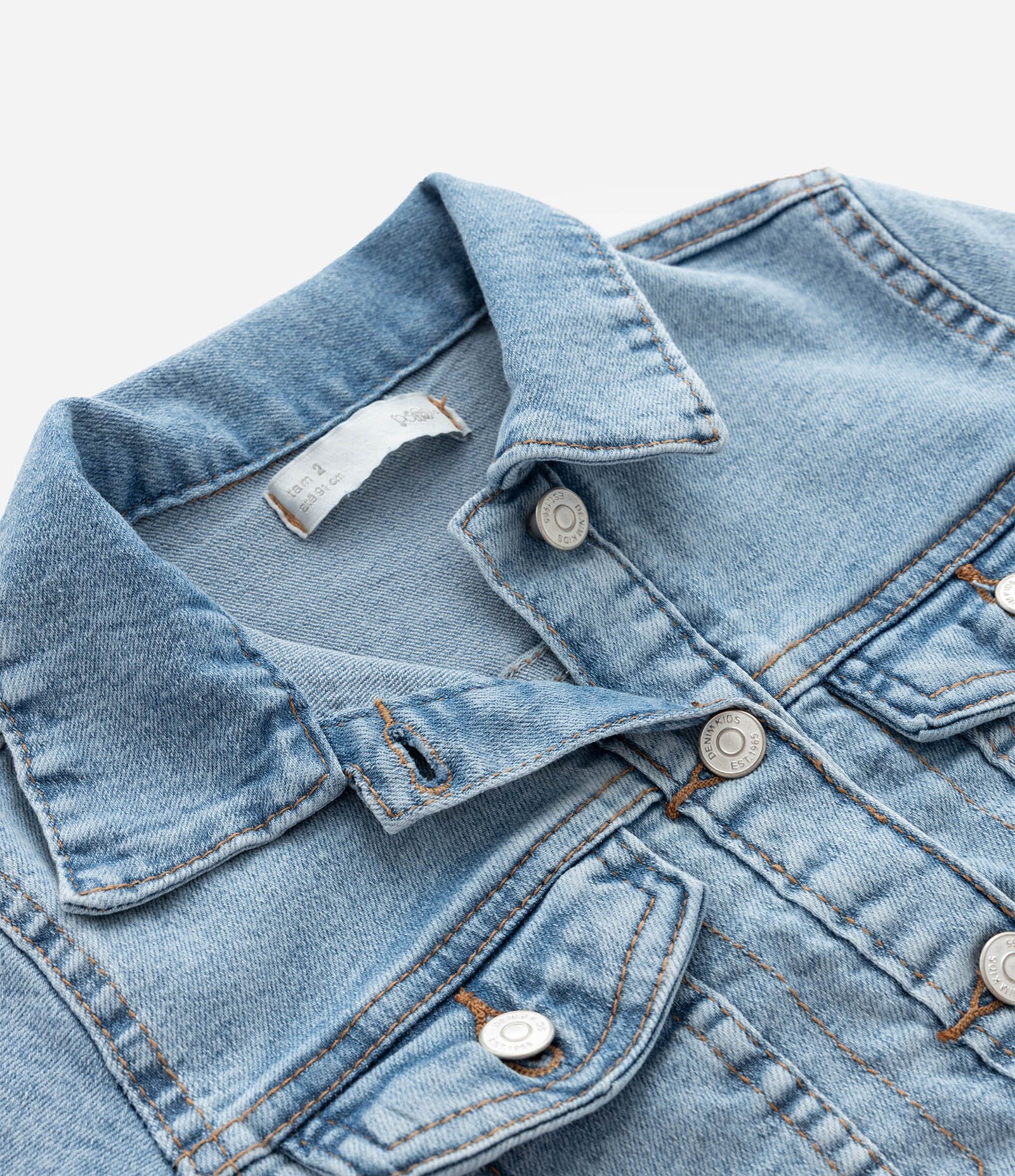 Jaqueta Infantil em Jeans com Bolsos Frontais – Tam 1 a 5/6 Anos Azul 5