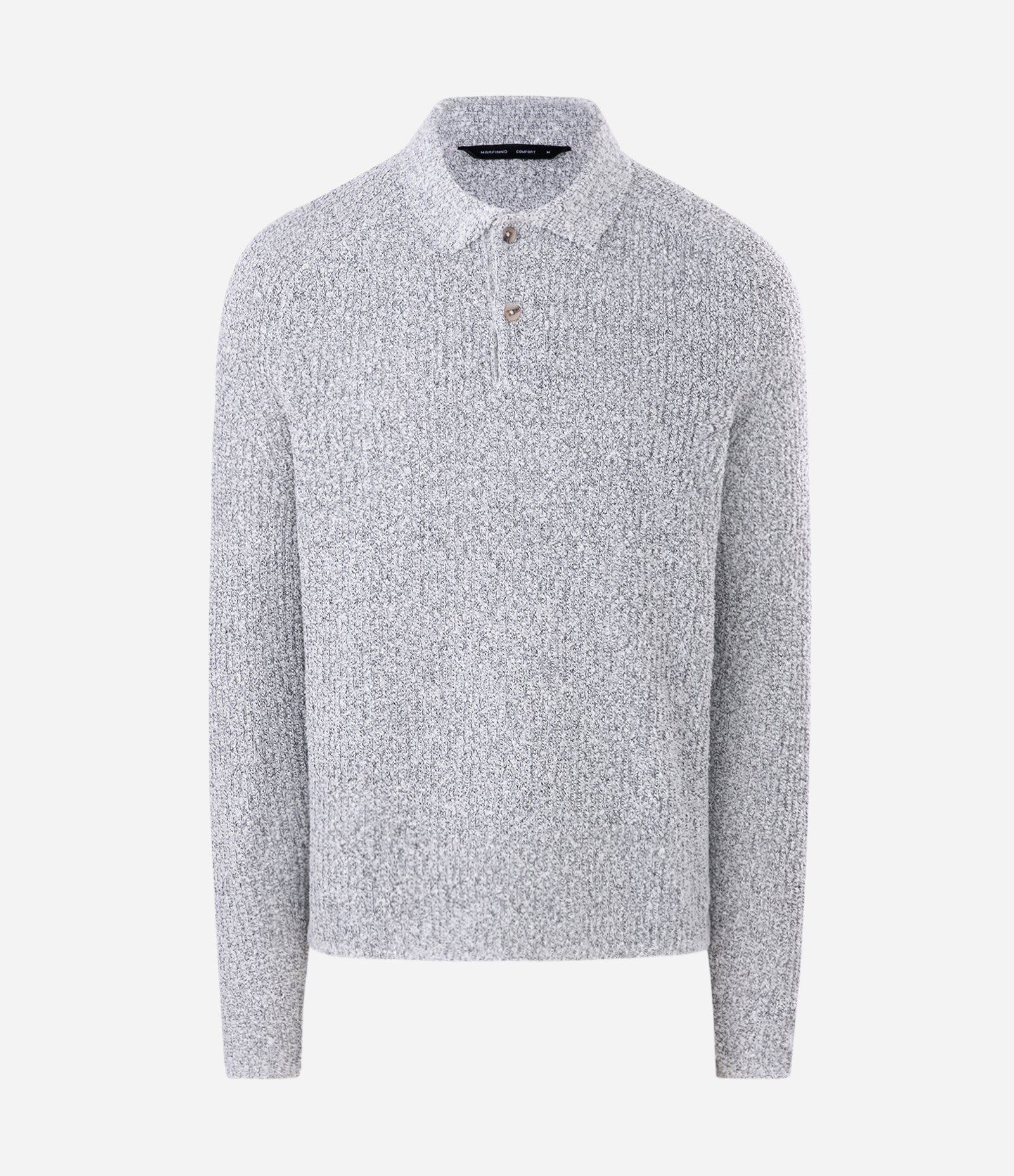 Suéter Texturizado com Gola Polo Cinza 1