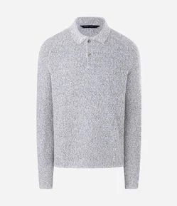 Suéter Texturizado com Gola Polo