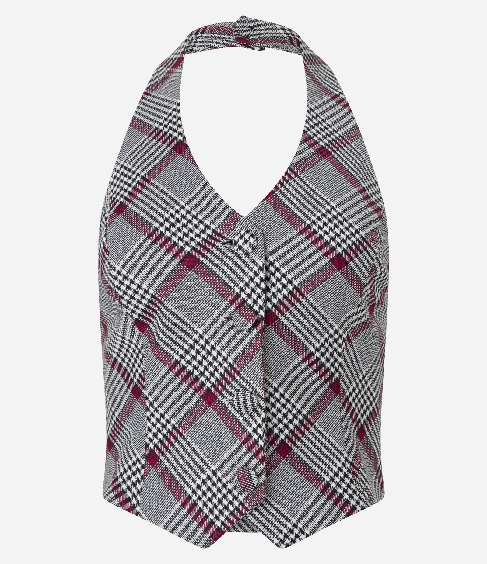 Colete Frente Única em Alfaiataria com Estampa Xadrez Cinza 5