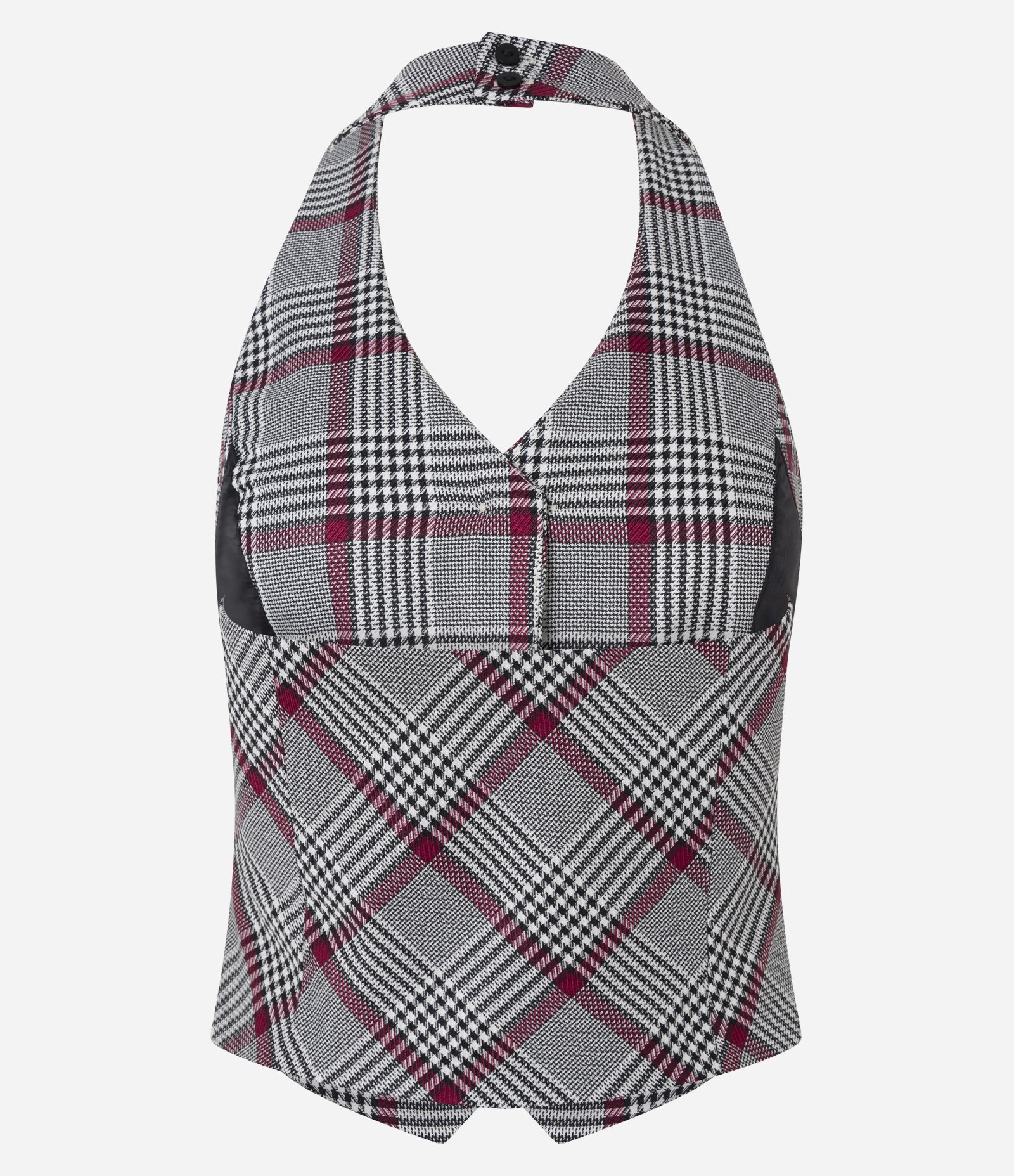 Colete Frente Única em Alfaiataria com Estampa Xadrez Cinza 6
