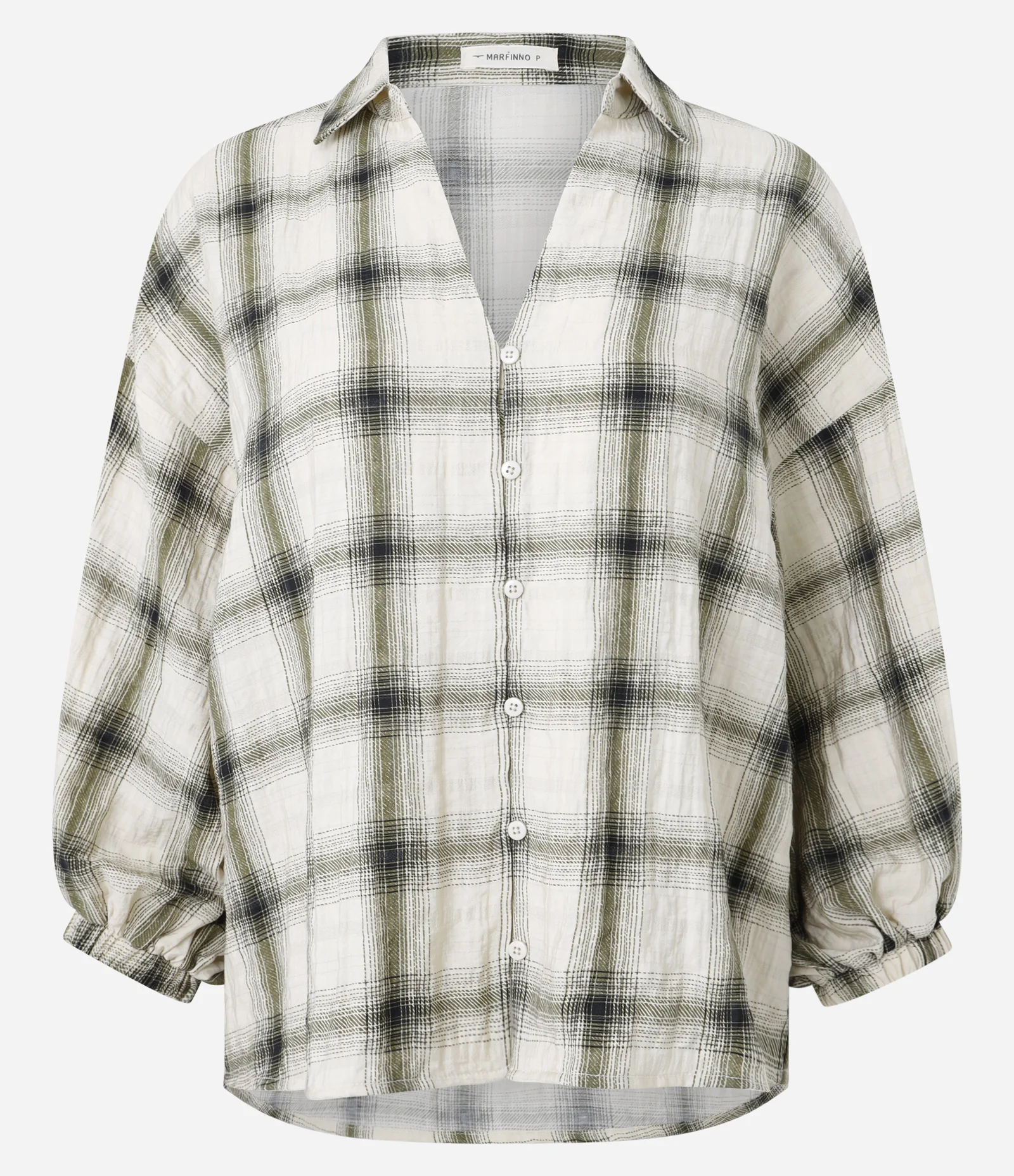 Blusa Manga 3/4 em Viscose com Estampa Xadrez Verde 6