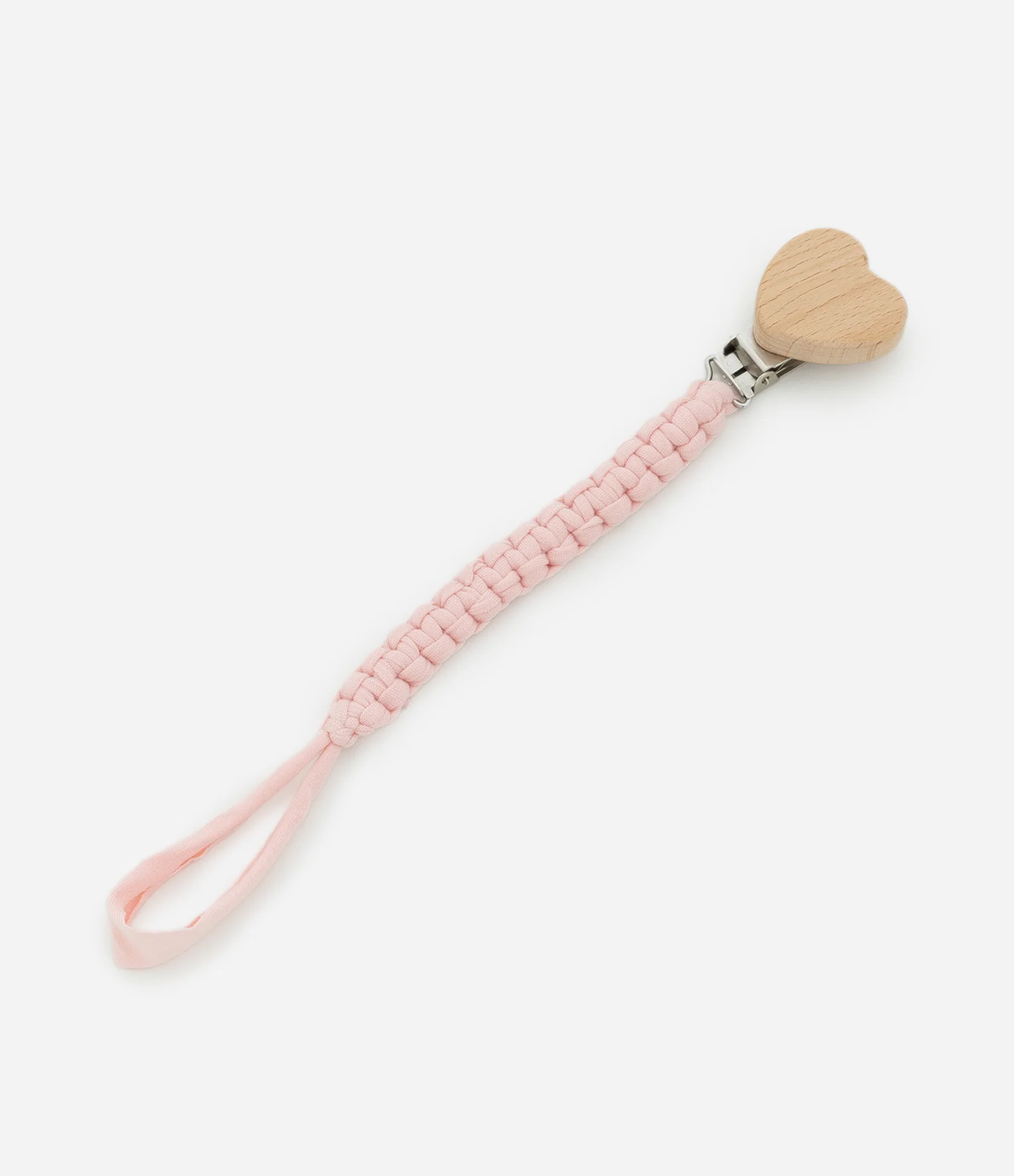 Prendedor de Chupeta Infantil com Efeito Macramê com Coração - Tam Único Rosa 1