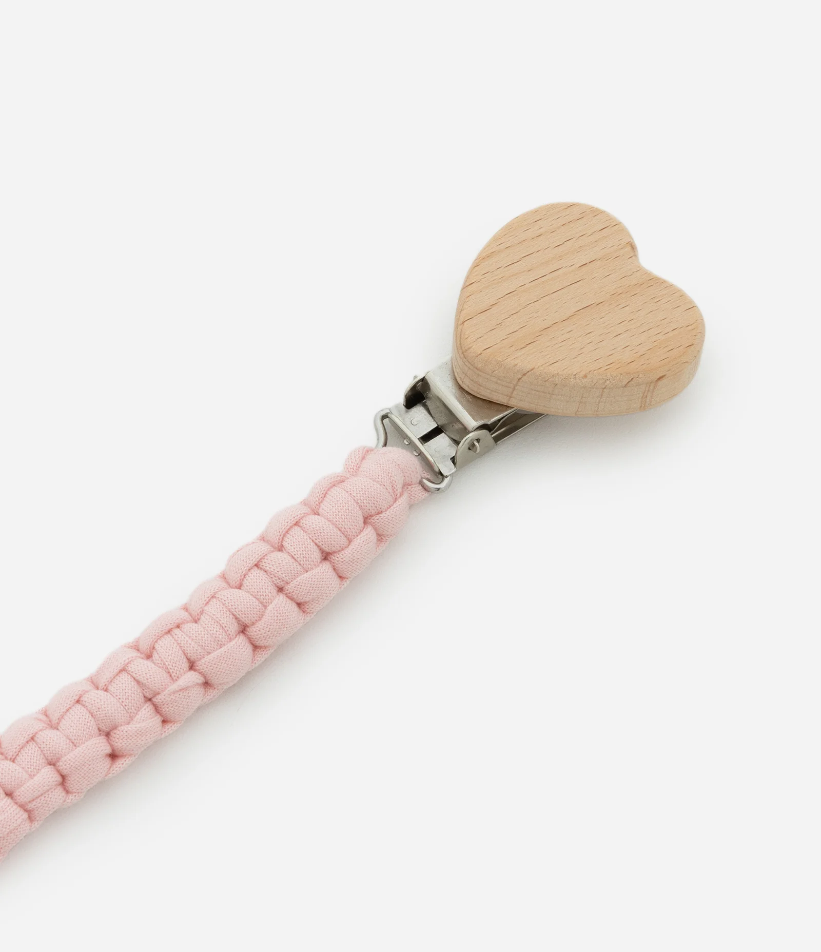 Prendedor de Chupeta Infantil com Efeito Macramê com Coração - Tam Único Rosa 2