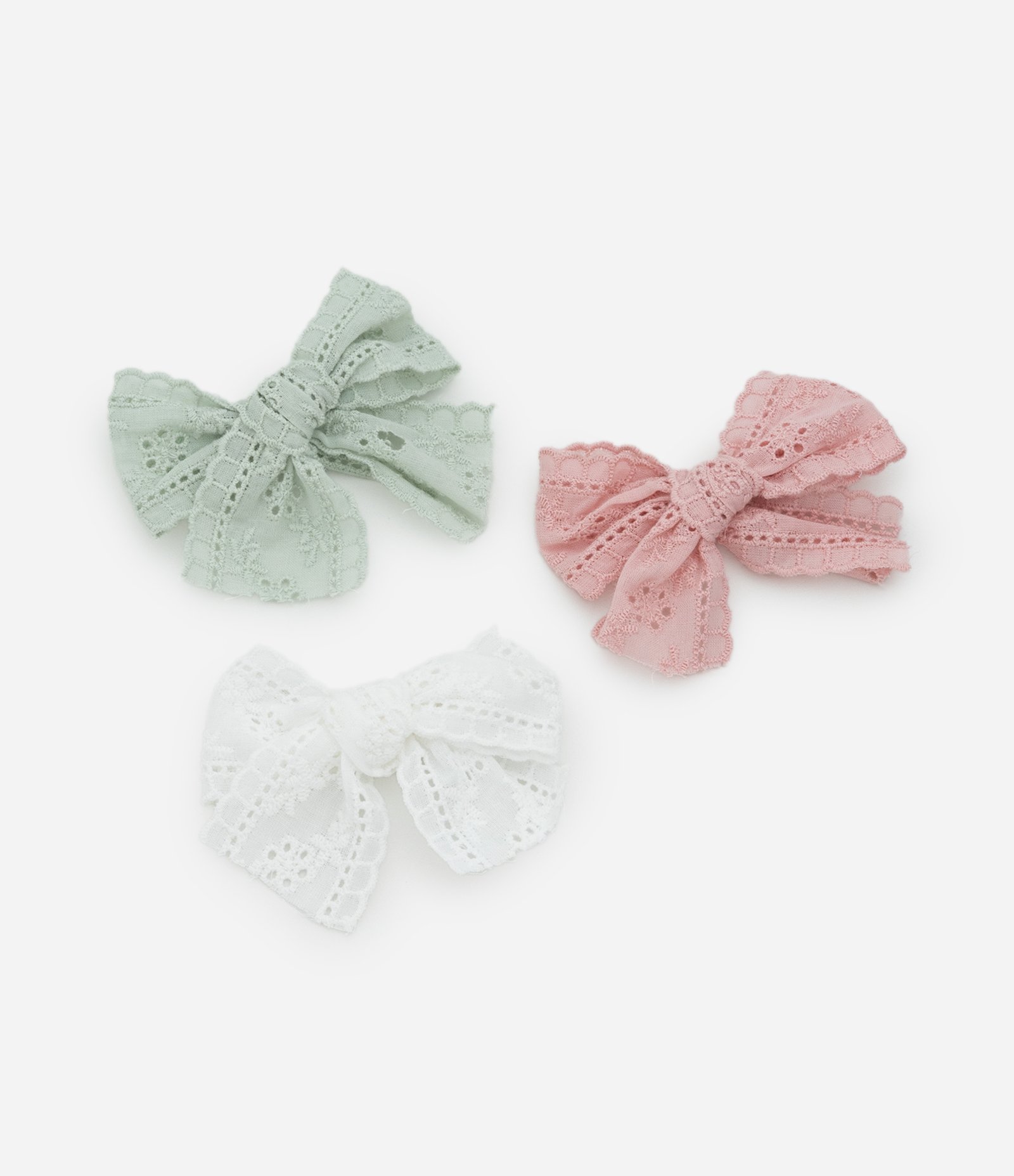 Kit 03 Presilhas Infantis de Lacinhos em Broderie - Tam U Multicores 1