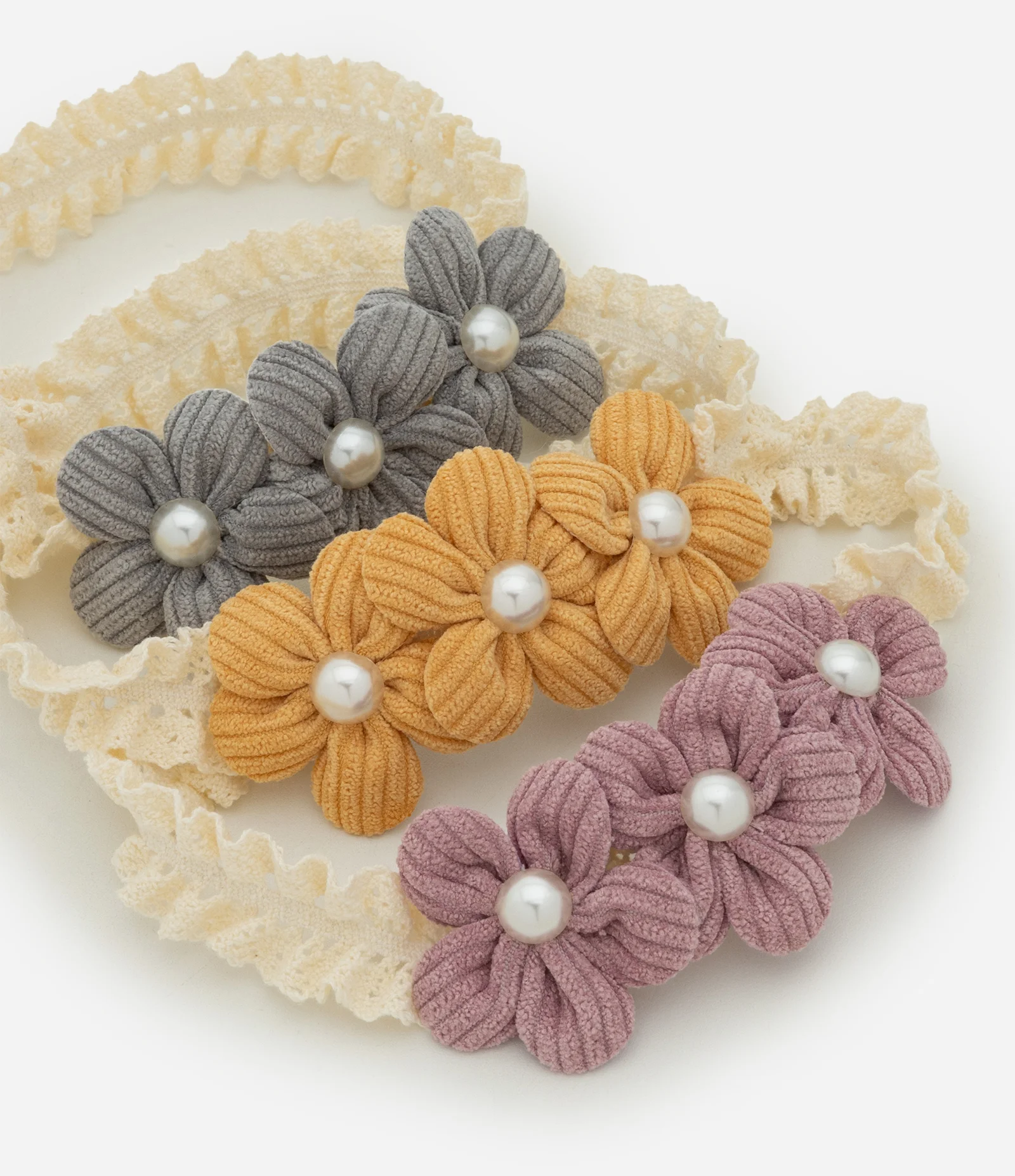 Kit 03 Faixas Infantis com Flores Aplicadas – Tam U Sortido 2