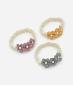 Kit 03 Faixas Infantis com Flores Aplicadas – Tam U