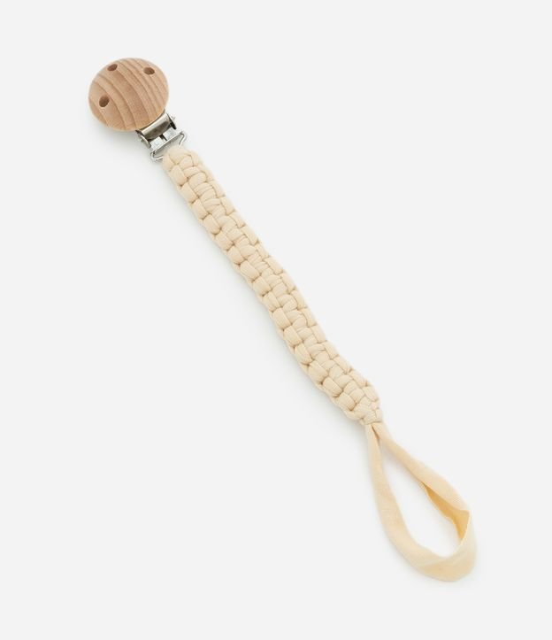 Prendedor de Chupeta Infantil com Efeito Macramê - Tam Único