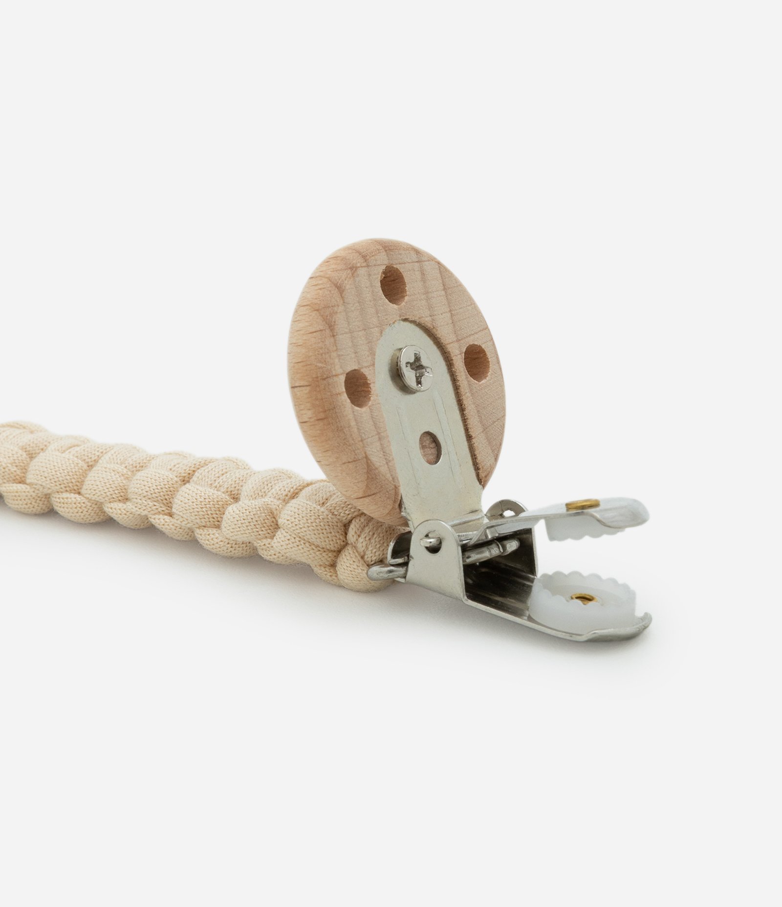 Prendedor de Chupeta Infantil com Efeito Macramê - Tam Único Bege 3