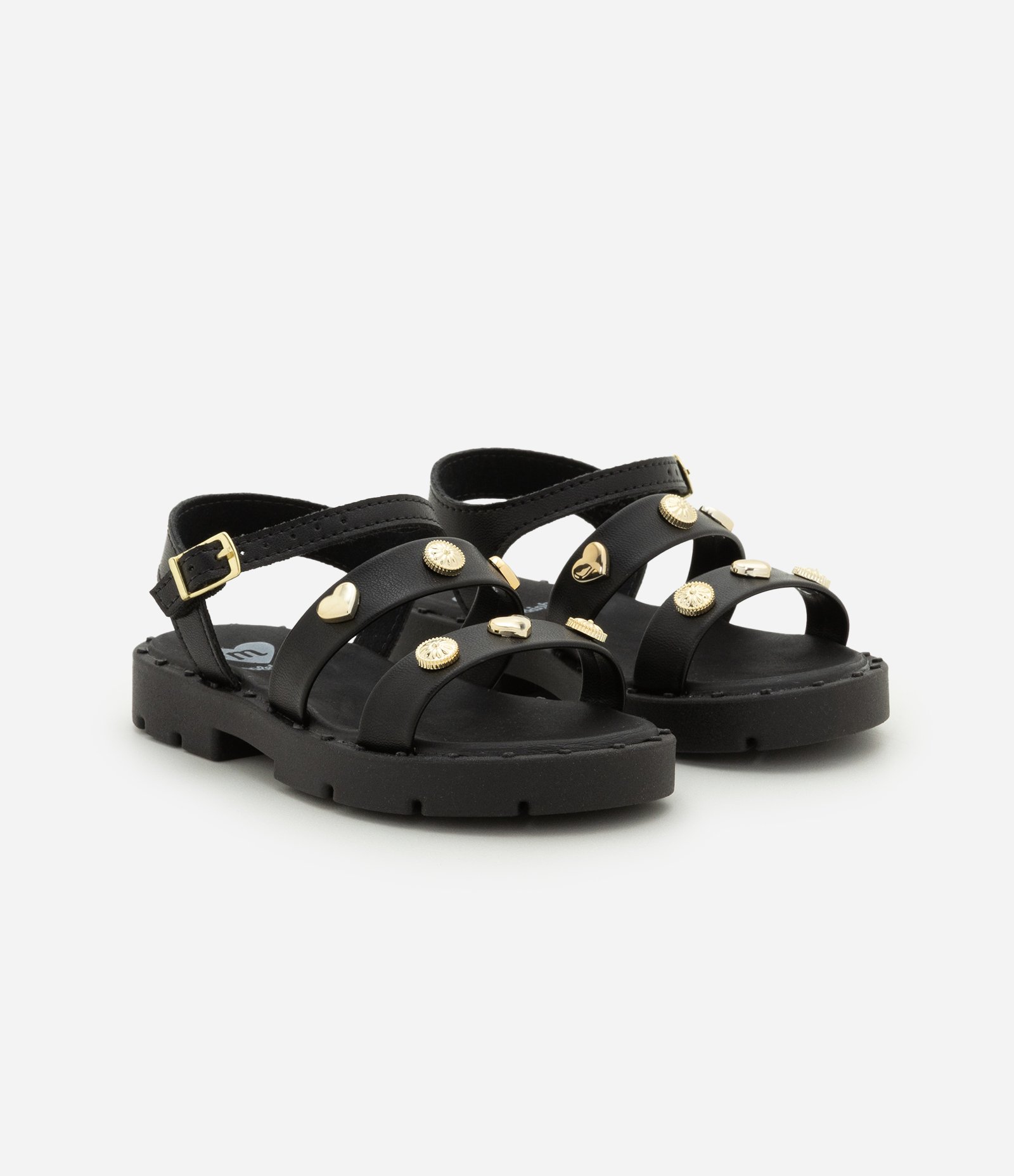 Sandália Infantil em PU com Aplicações Molekinha - Tam 19 ao 25 Preto 1