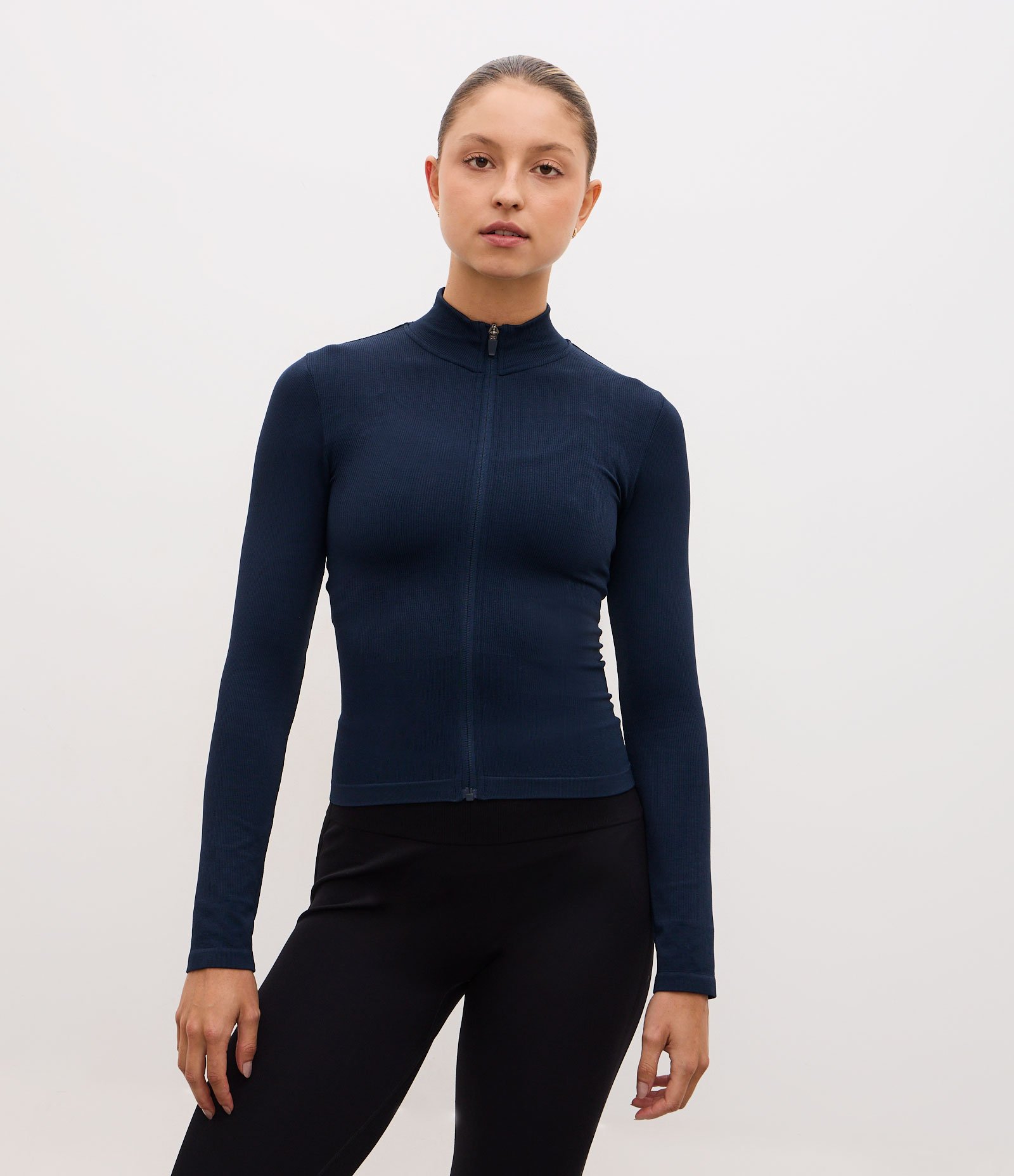 Jaqueta Esportiva Seamless com Golinha Alta Azul 1