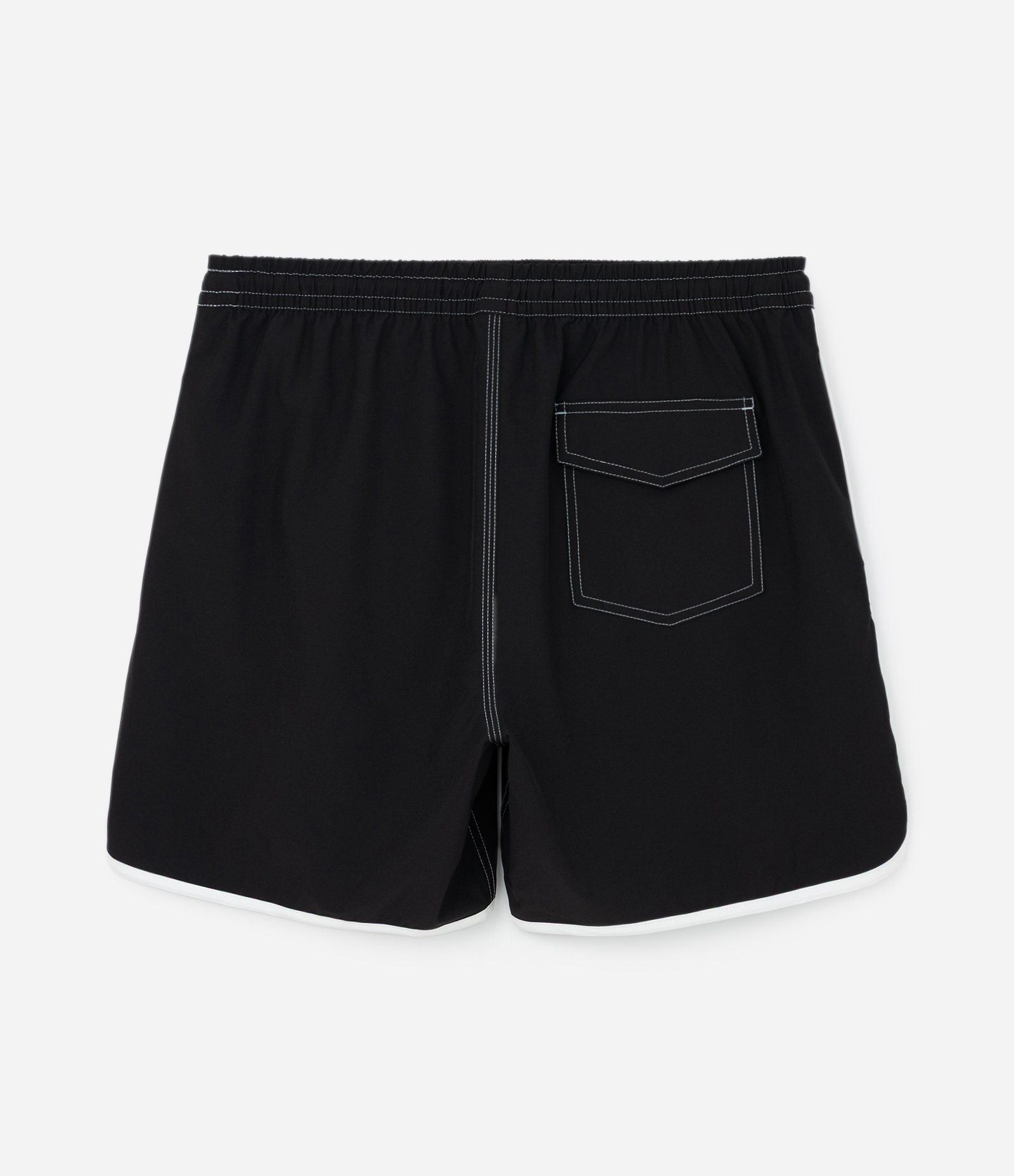 Bermuda de Banho em Tecido Sintético com Listra Contrastante Preto 5