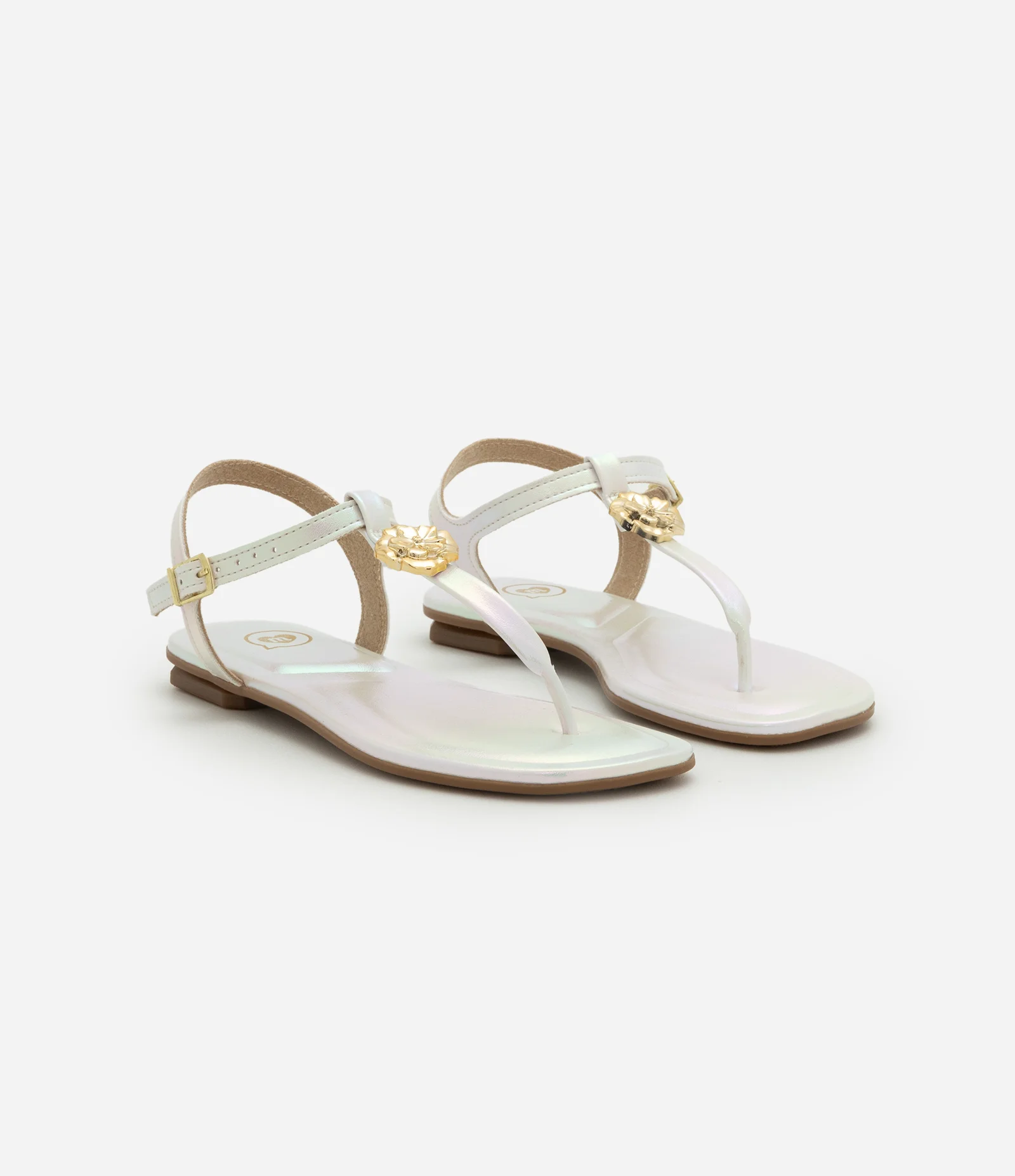 Sandália Infantil em PU com Flor Aplicada - Tam 26 ao 34 Branco 1