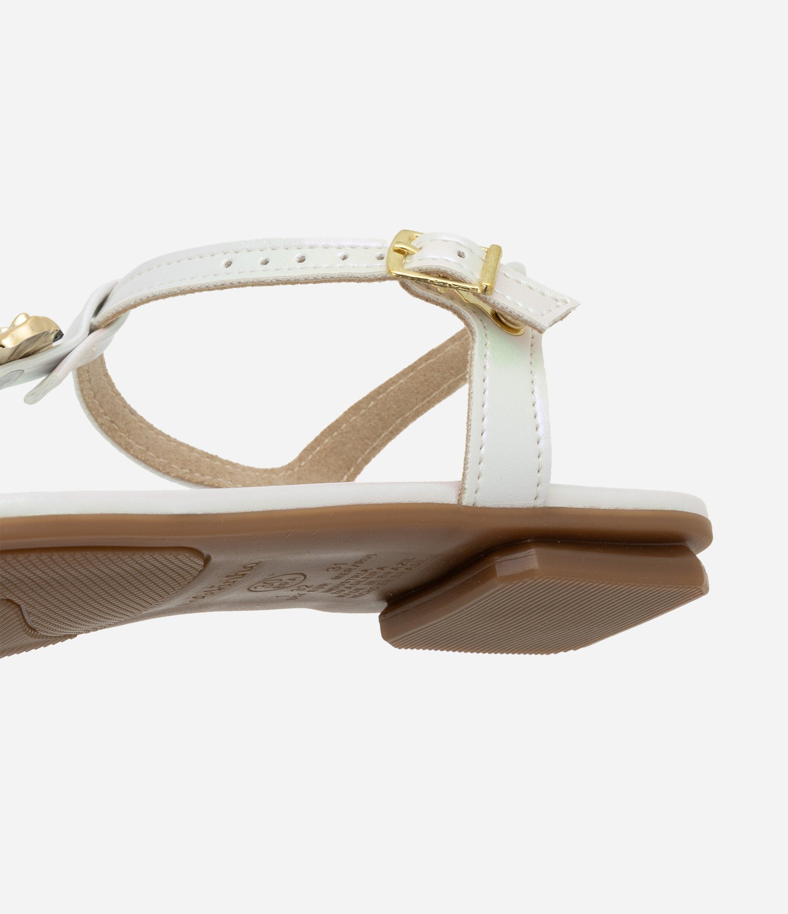 Sandália Infantil em PU com Flor Aplicada - Tam 26 ao 34 Branco 3