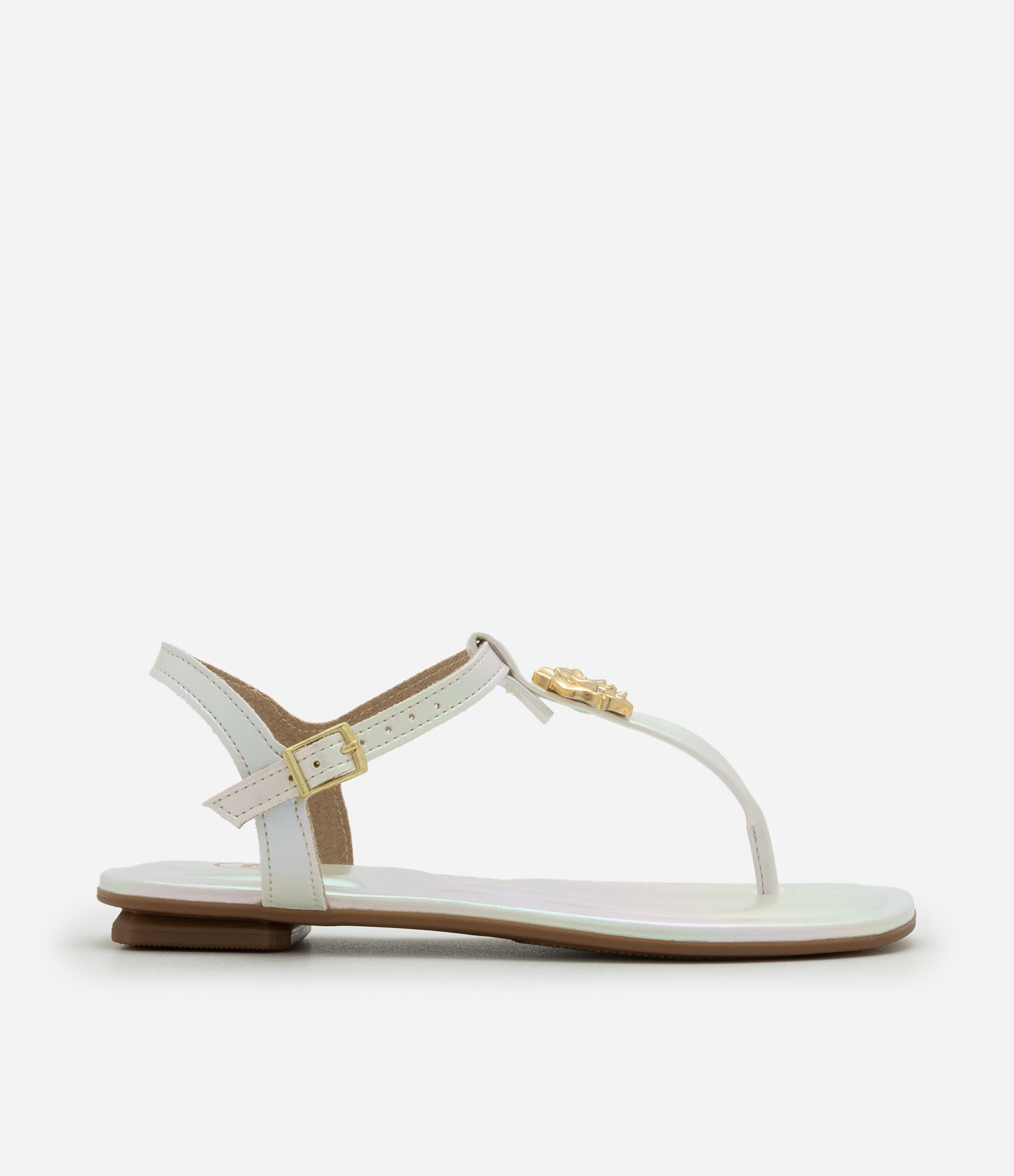 Sandália Infantil em PU com Flor Aplicada - Tam 26 ao 34 Branco 4