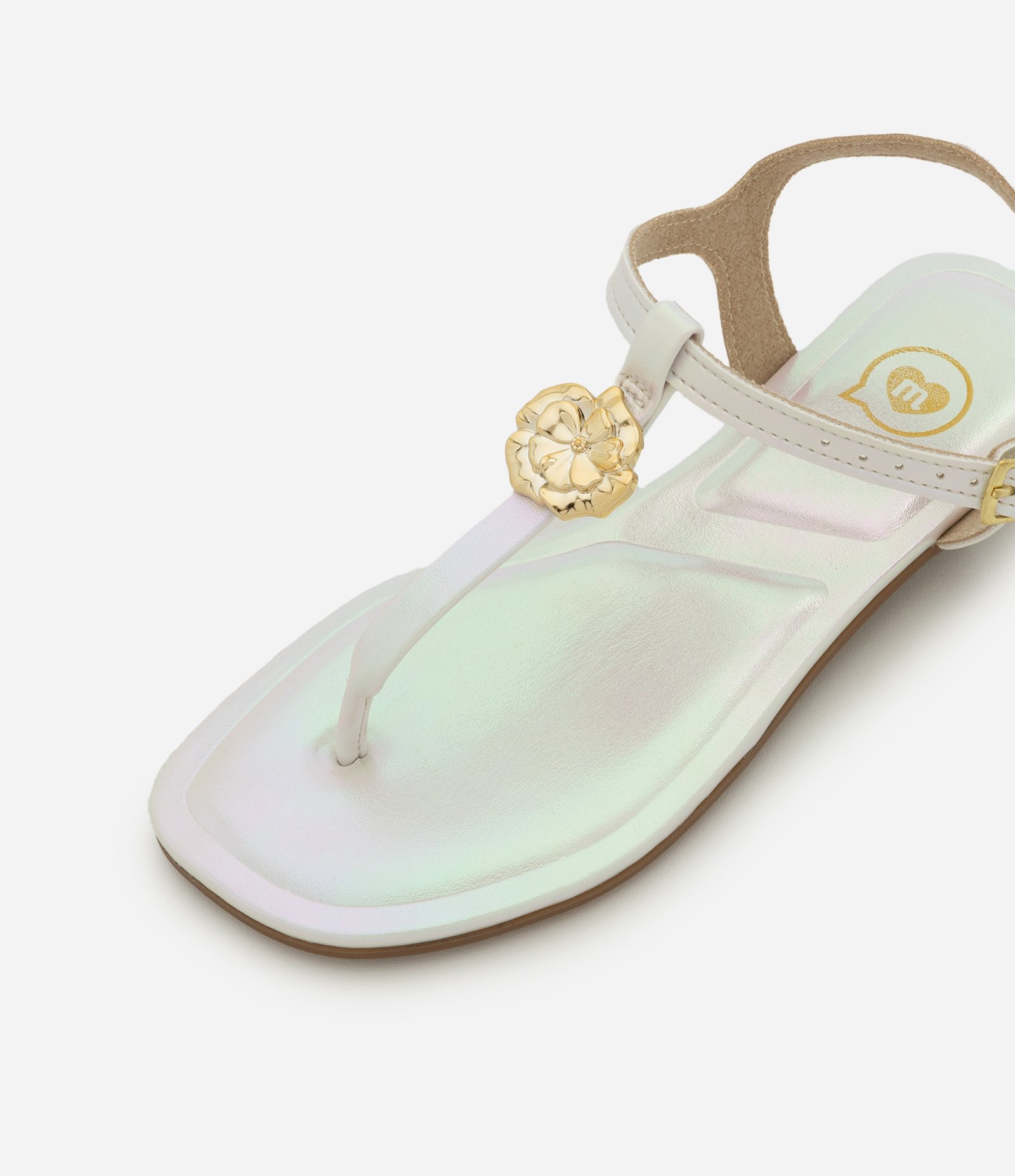 Sandália Infantil em PU com Flor Aplicada - Tam 26 ao 34 Branco 5