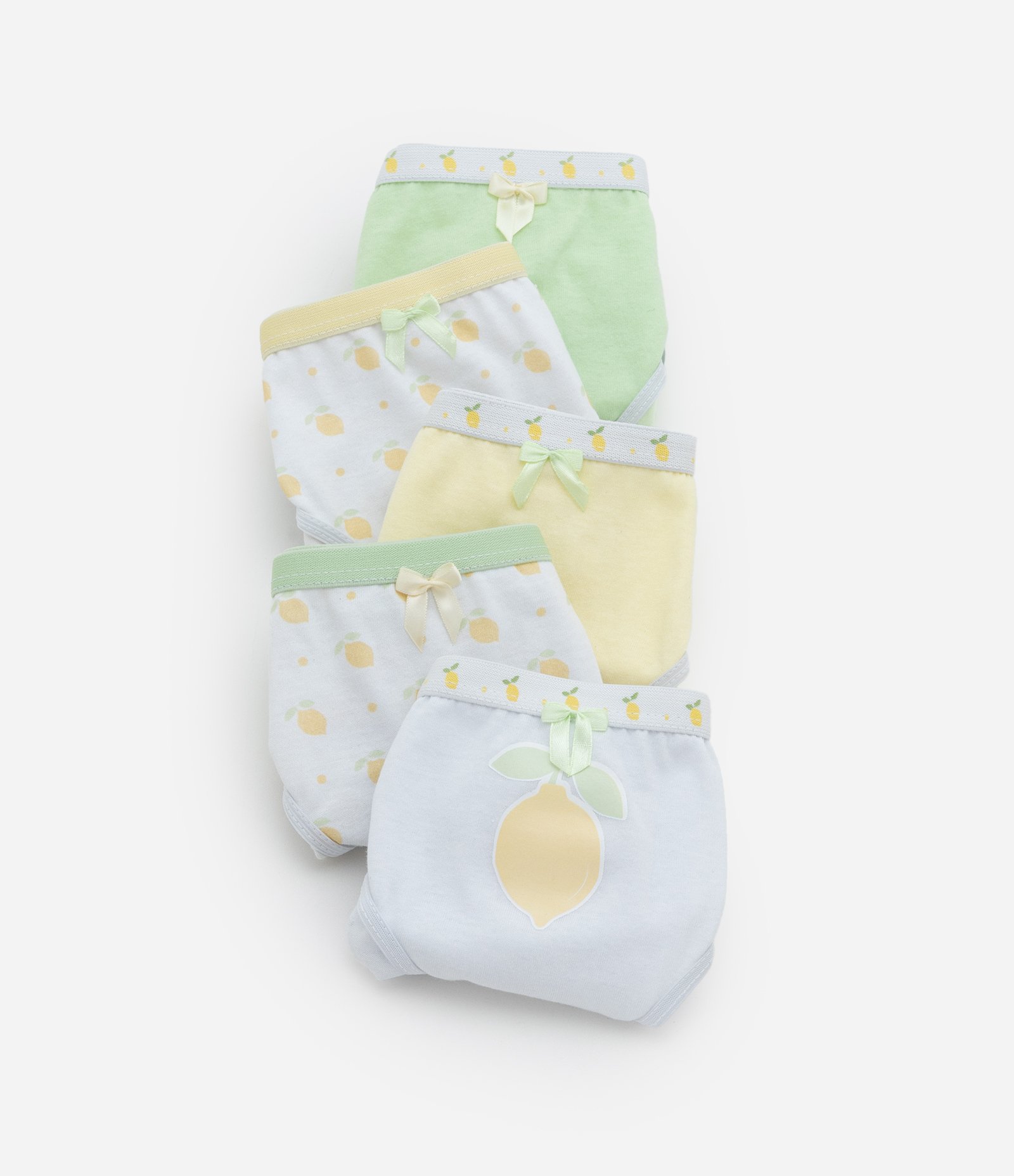 Kit 05 Calcinhas Infantis com Estampa de Limão - Tam 4 a 14 Anos Multicores 3