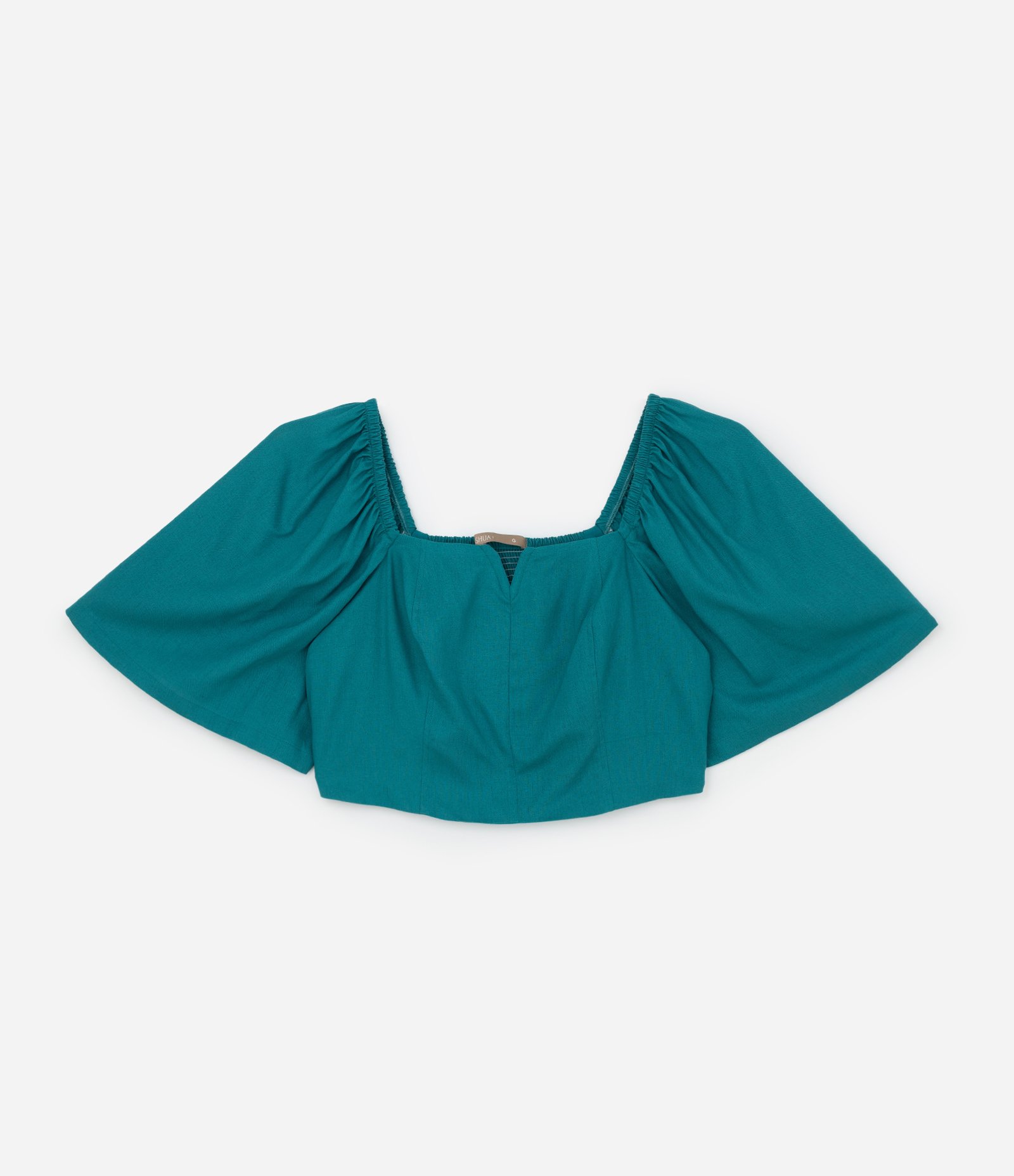 Blusa Alfaiataria com Manga 3/4 e Lastex nas Costas Curve & Plus Size Verde 4