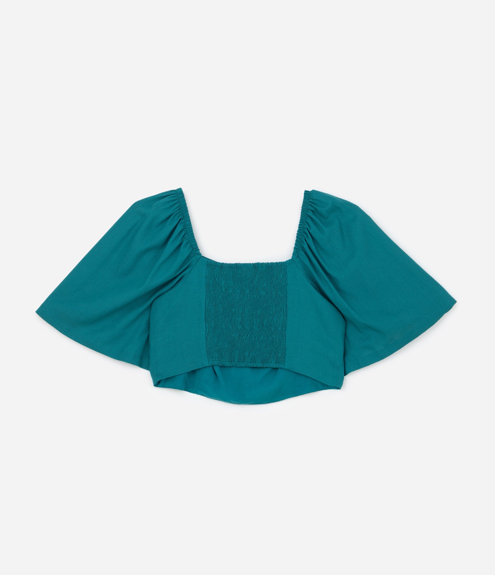 Blusa Alfaiataria com Manga 3/4 e Lastex nas Costas Curve & Plus Size Verde 5