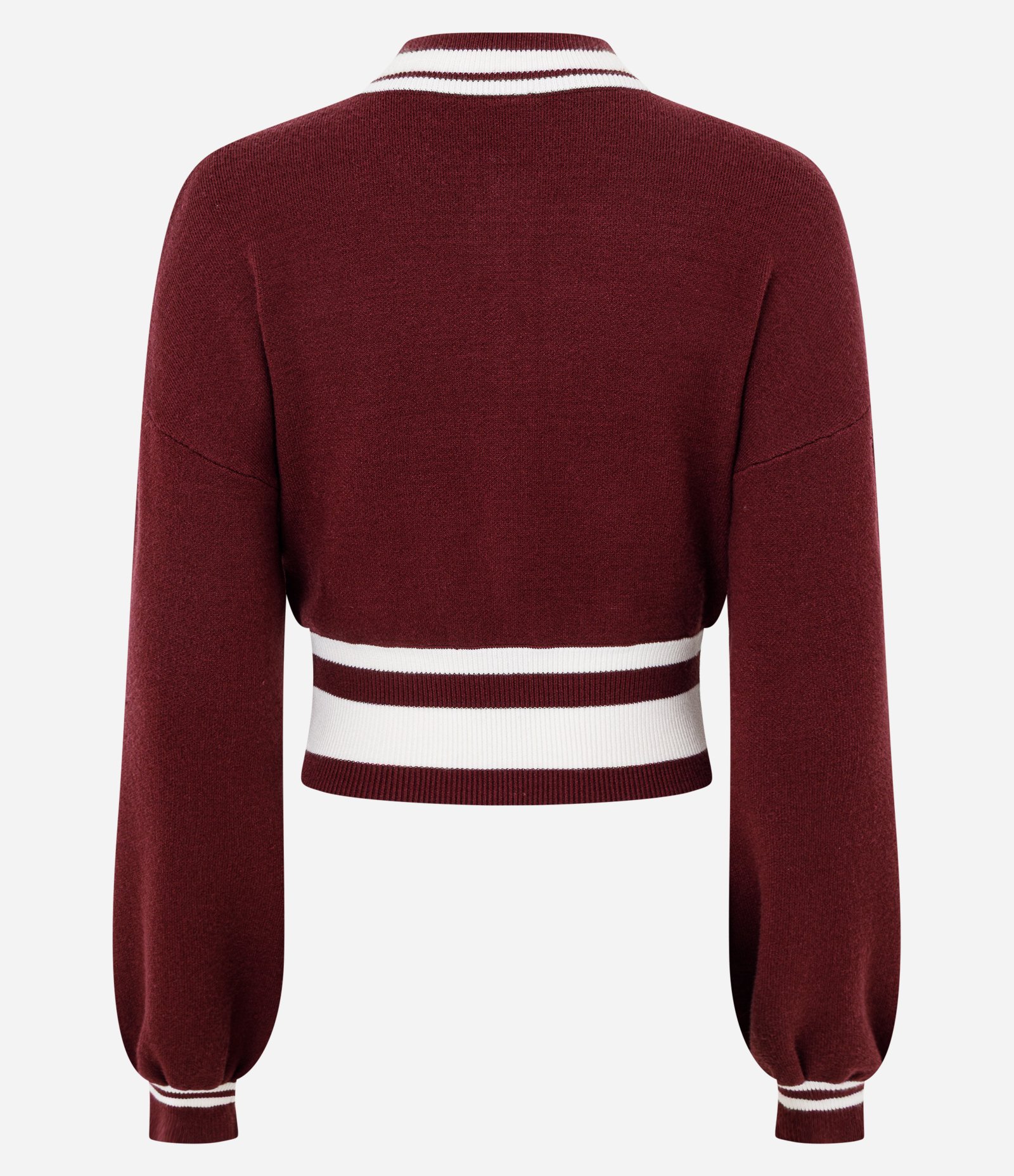 Cardigan College em Tricô com Zíper e Estampa Numérica Vermelho 7