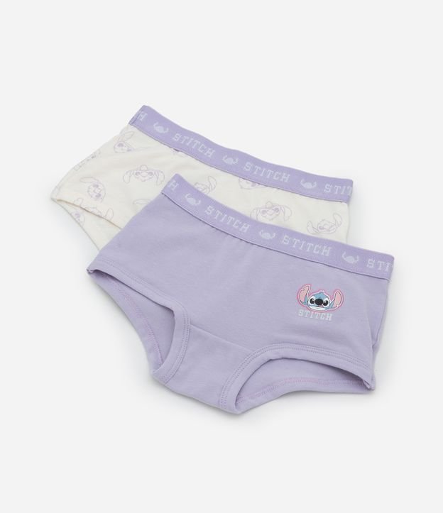 Kit 02 Calcinhas Boxer Com Estampa Stitch – Tam 4 a 14 Anos