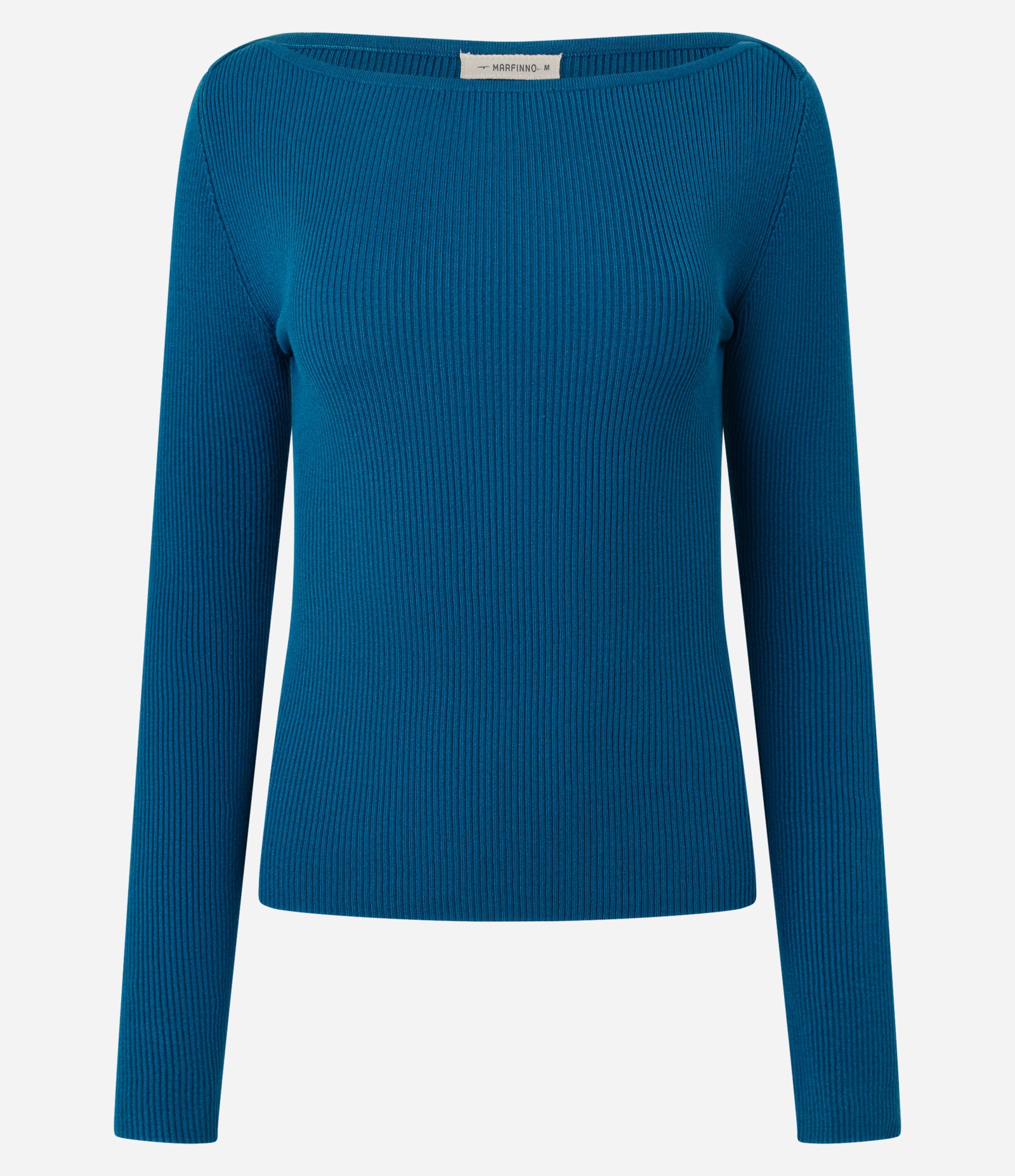 Blusa Básica Ombro a Ombro Transpassado em Tricô Azul 5