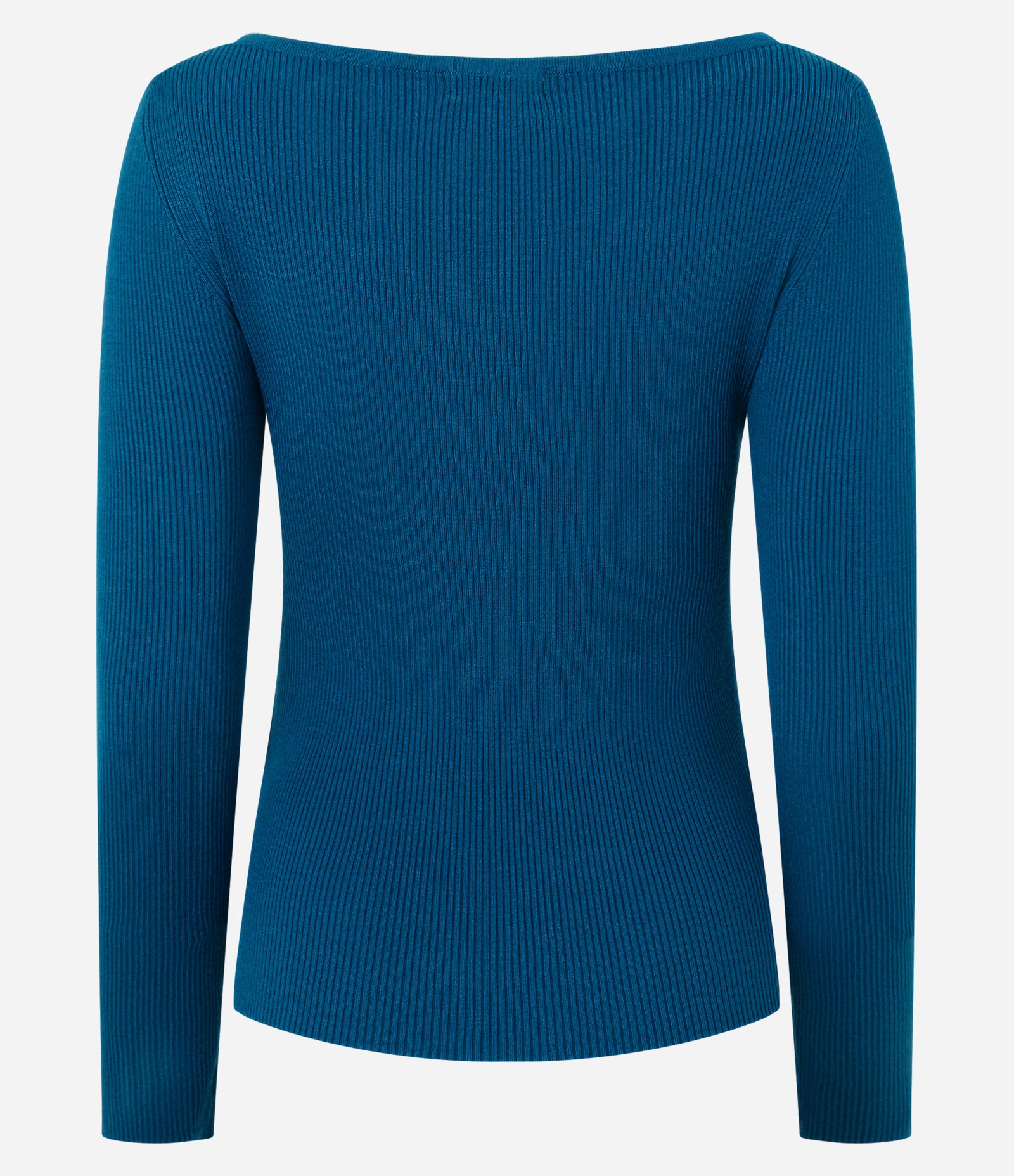 Blusa Básica Ombro a Ombro Transpassado em Tricô Azul 7