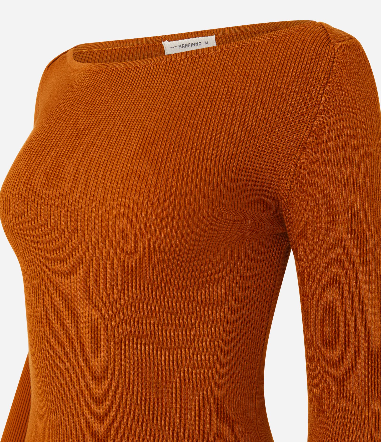 Blusa Básica Ombro a Ombro Transpassado em Tricô Marrom 2