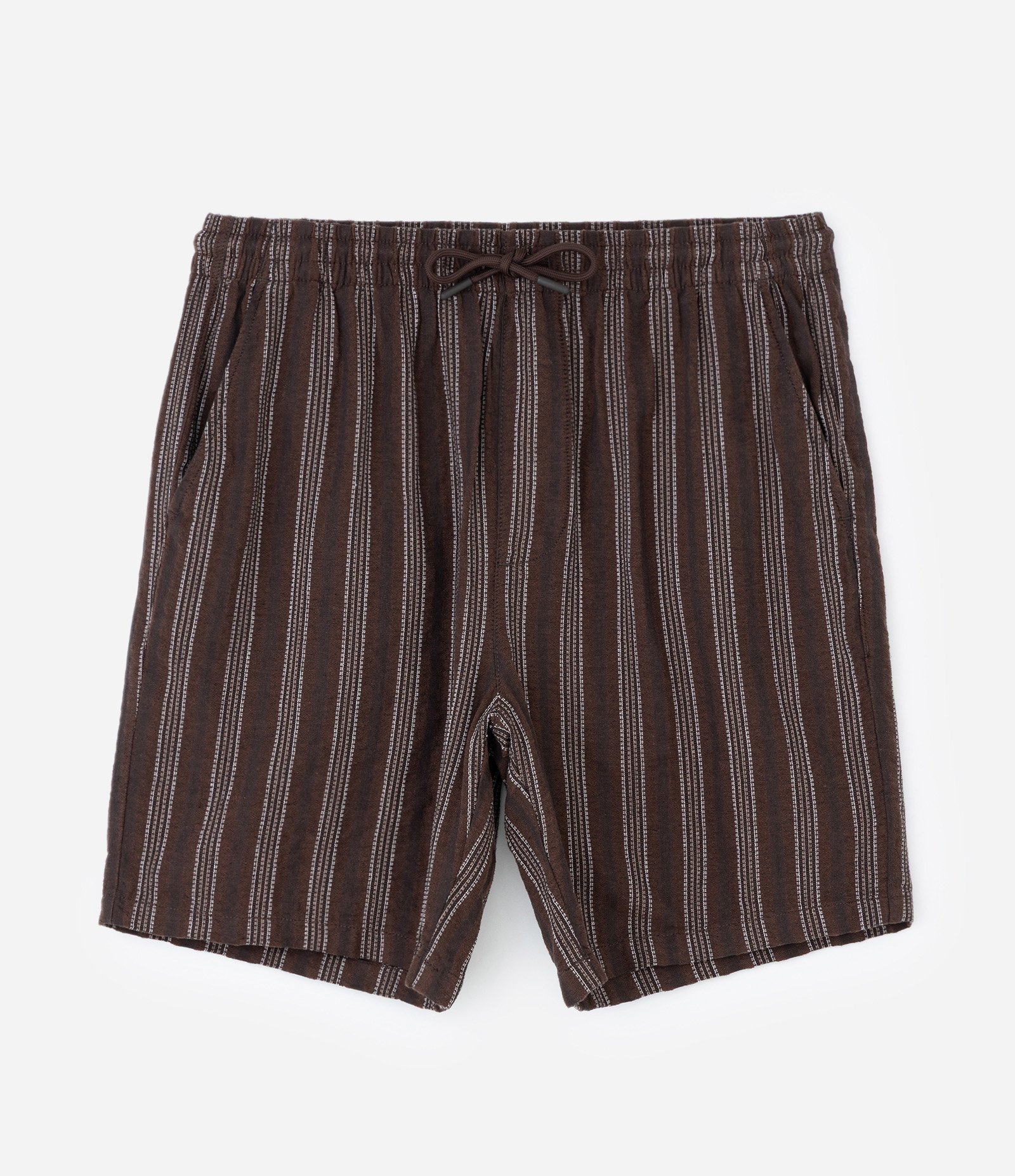 Bermuda Comfort em Jacquard com Estampa de Listras Texturizada e Cós Elástico Marrom 5