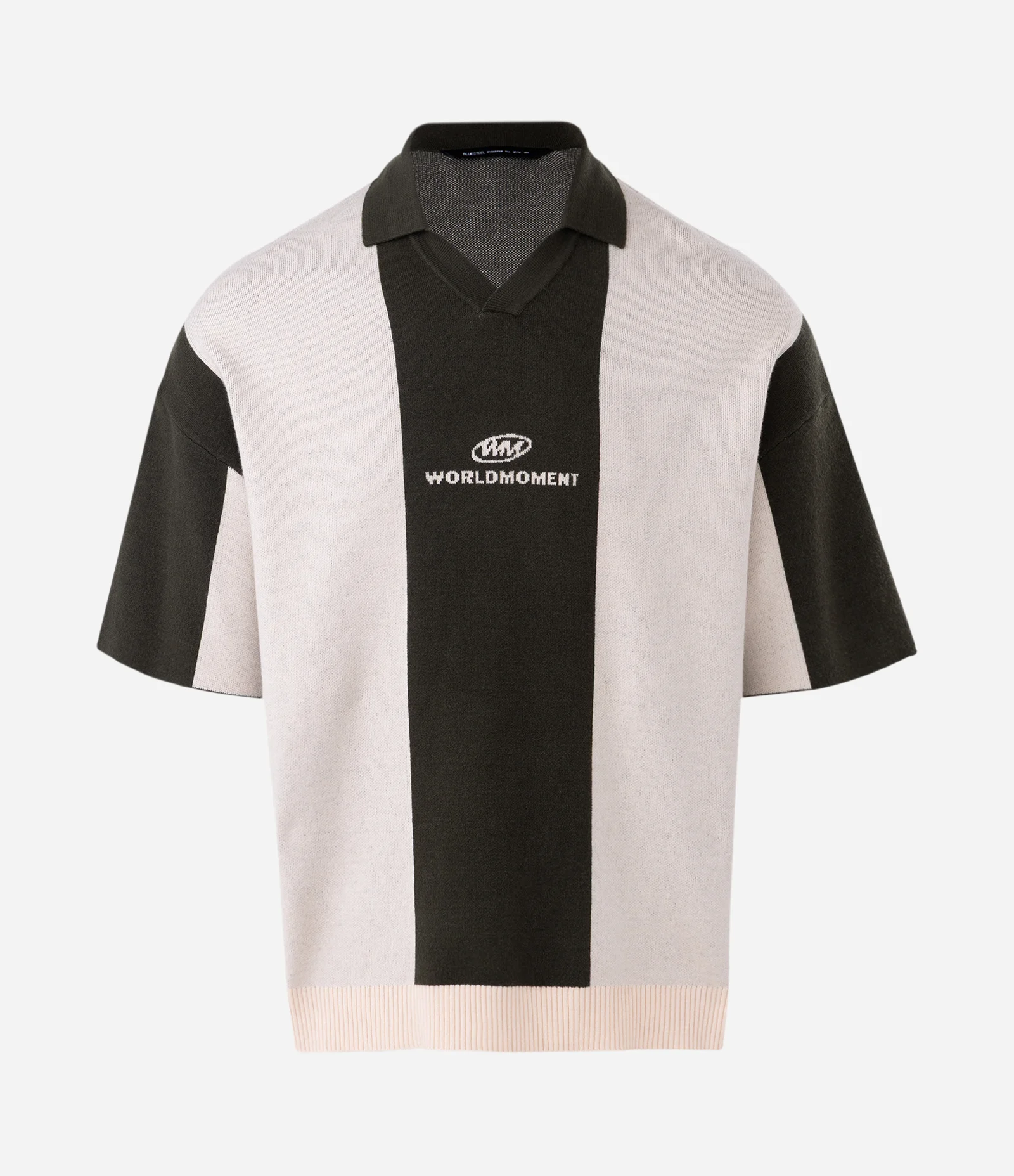 Camiseta Manga Curta em Tricô com Gola Polo e Lettering World Moment Verde 1