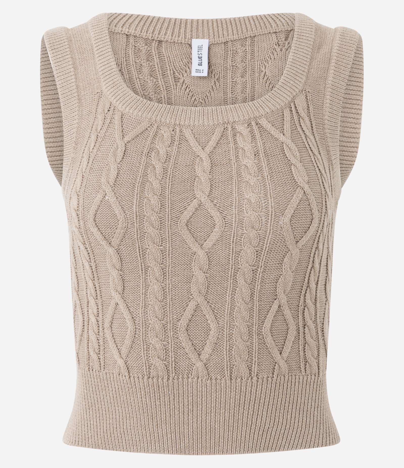 Colete em Tricô com Textura Bege 1