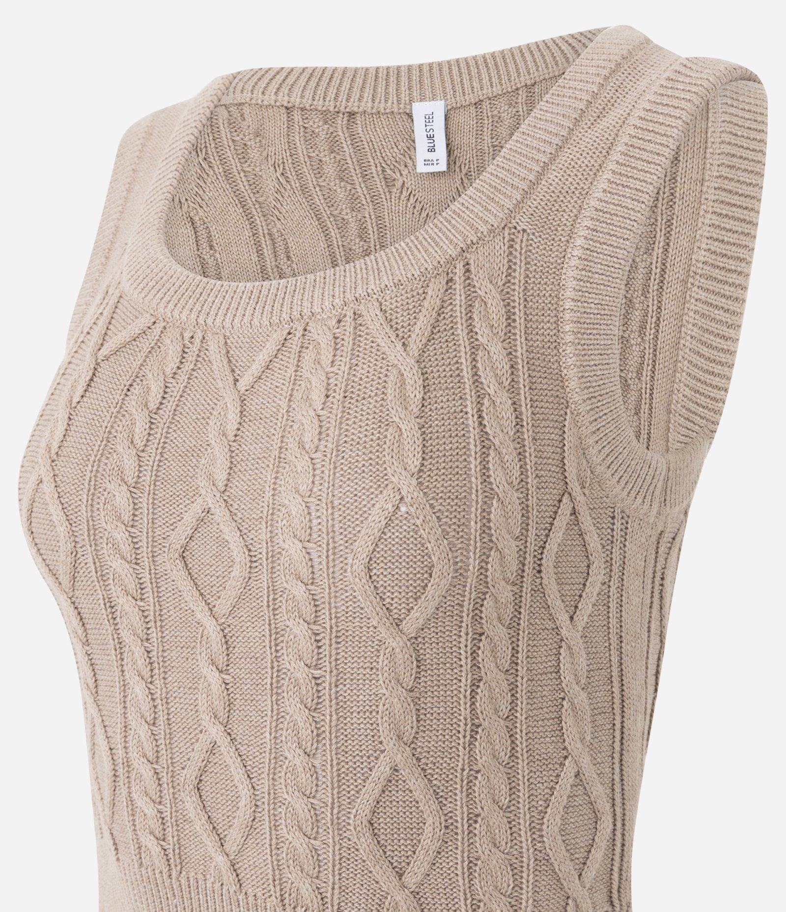 Colete em Tricô com Textura Bege 2