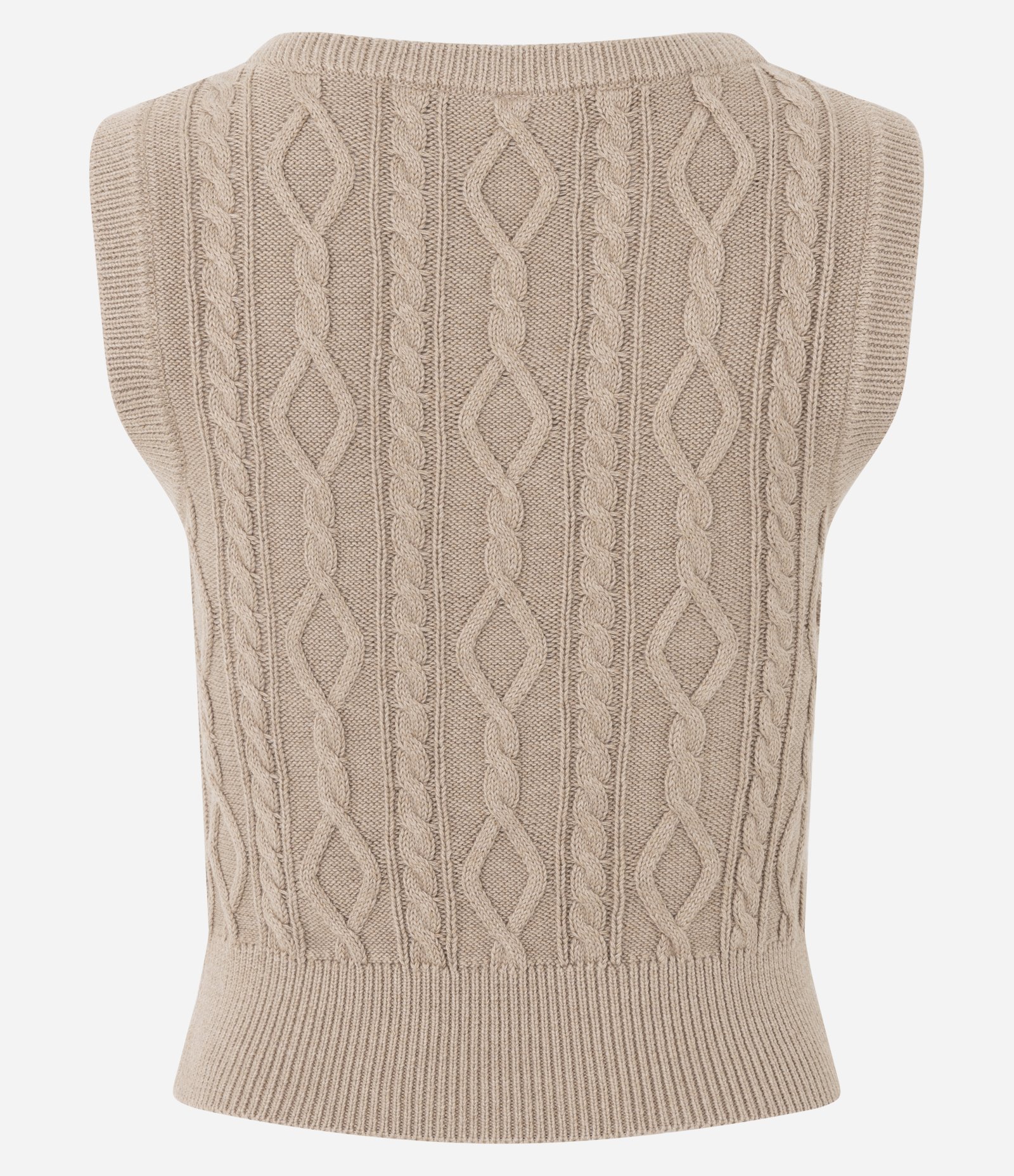 Colete em Tricô com Textura Bege 4