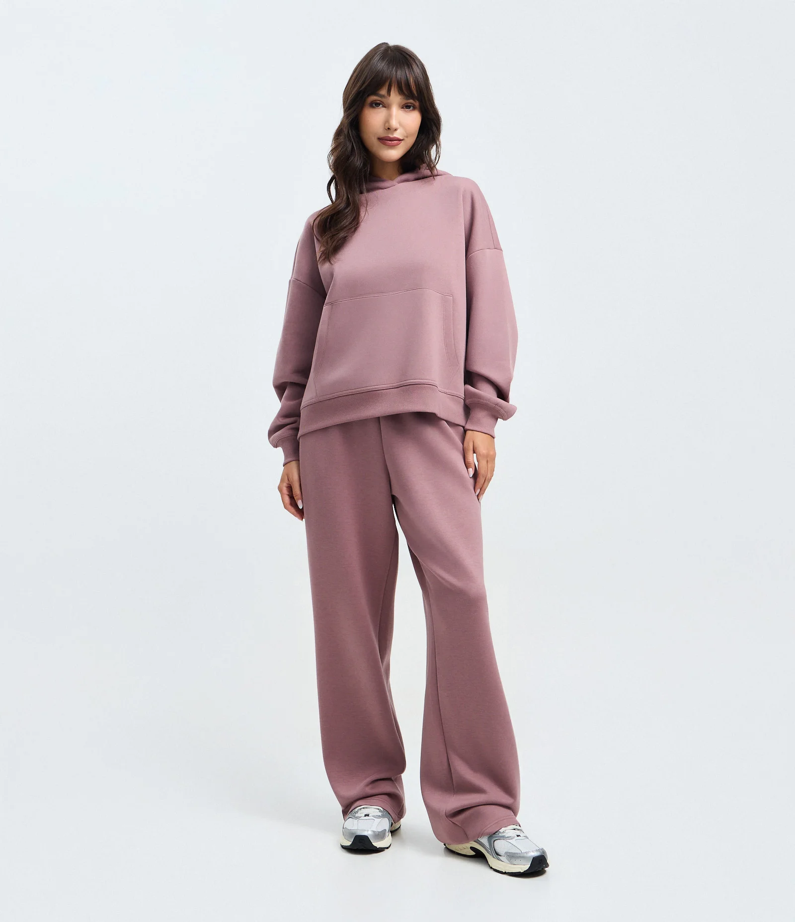 Blusão Fechado em Moletom com Felpa e Bolso Canguru Rosa 2