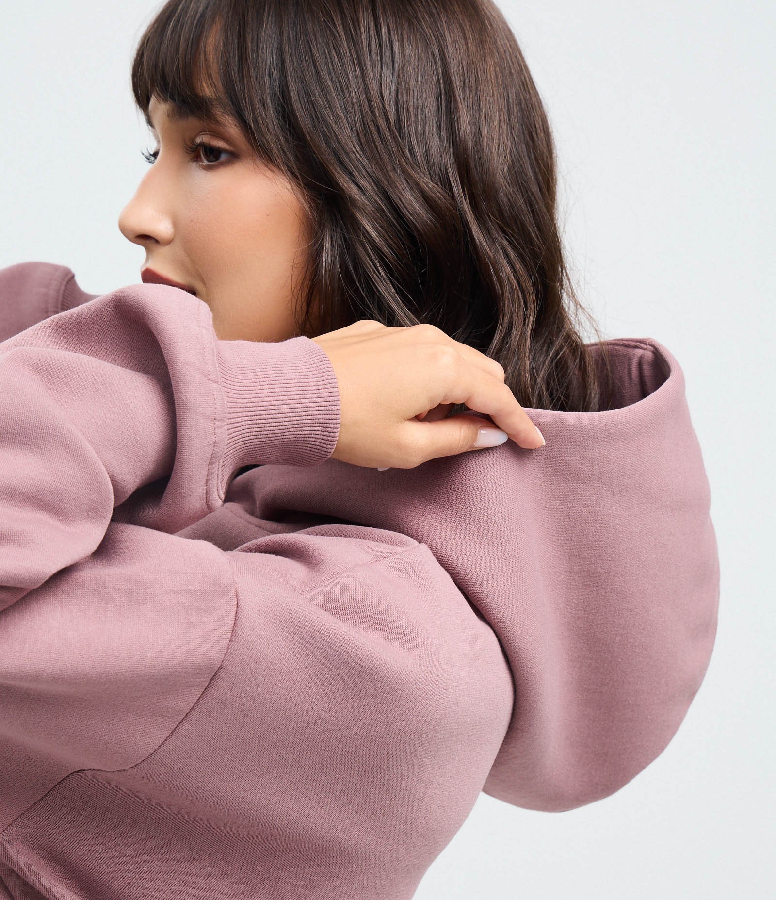 Blusão Fechado em Moletom com Felpa e Bolso Canguru Rosa 3