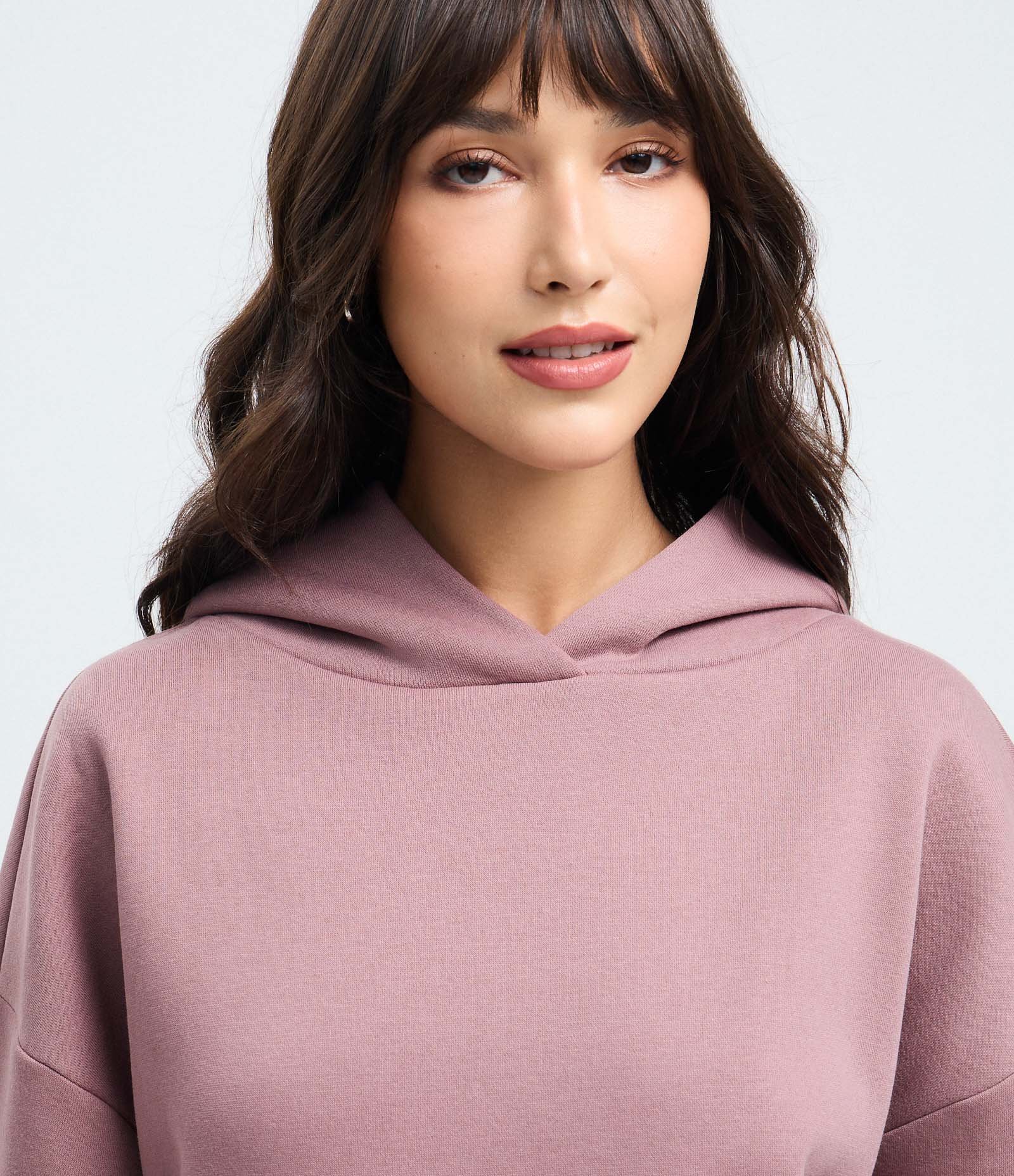 Blusão Fechado em Moletom com Felpa e Bolso Canguru Rosa 5