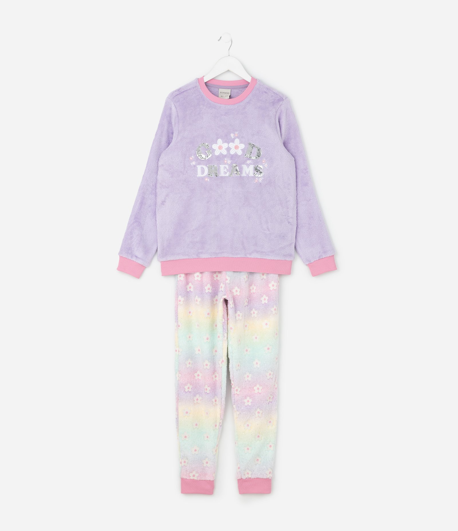 Pijama Infantil com Lettering Bordado e Paetês – Tam 5 a 14 Anos Multicores 1
