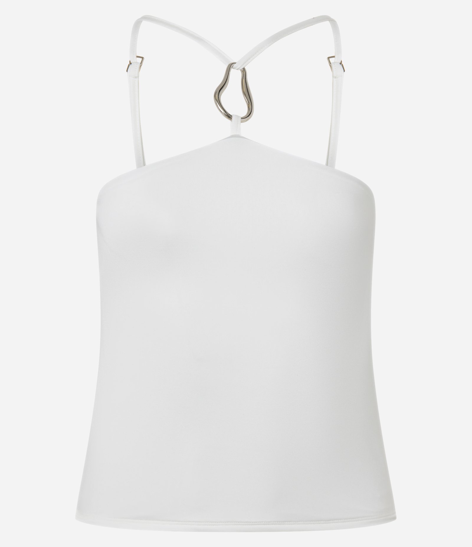 Blusa com Gola Halter em Microfibra com Aviamento no Centro Branco 4