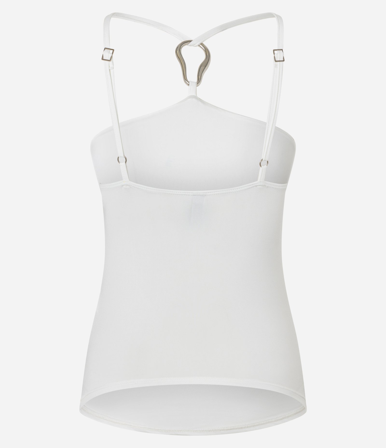 Blusa com Gola Halter em Microfibra com Aviamento no Centro Branco 5