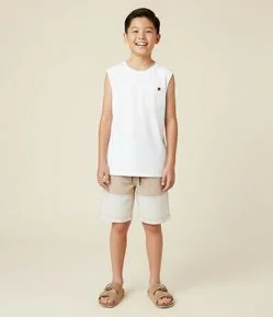 Bermuda Infantil em Poliamida com Recortes Coloridos - Tam 5 a 14 Anos