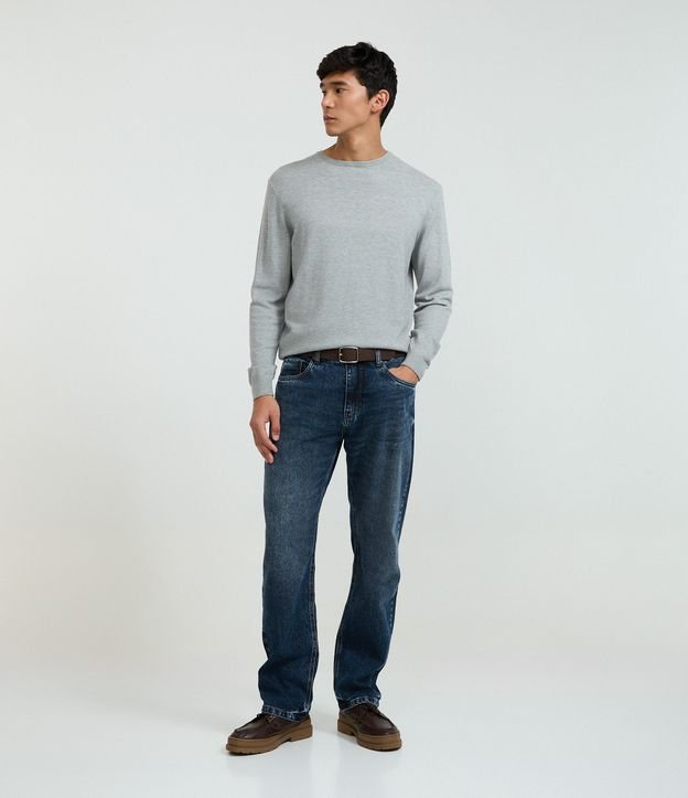 Calça Reta Básica em Jeans