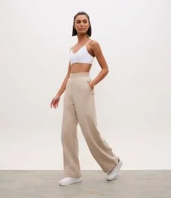 Calça Reta Esportivo em Moletom com Cós Canelado