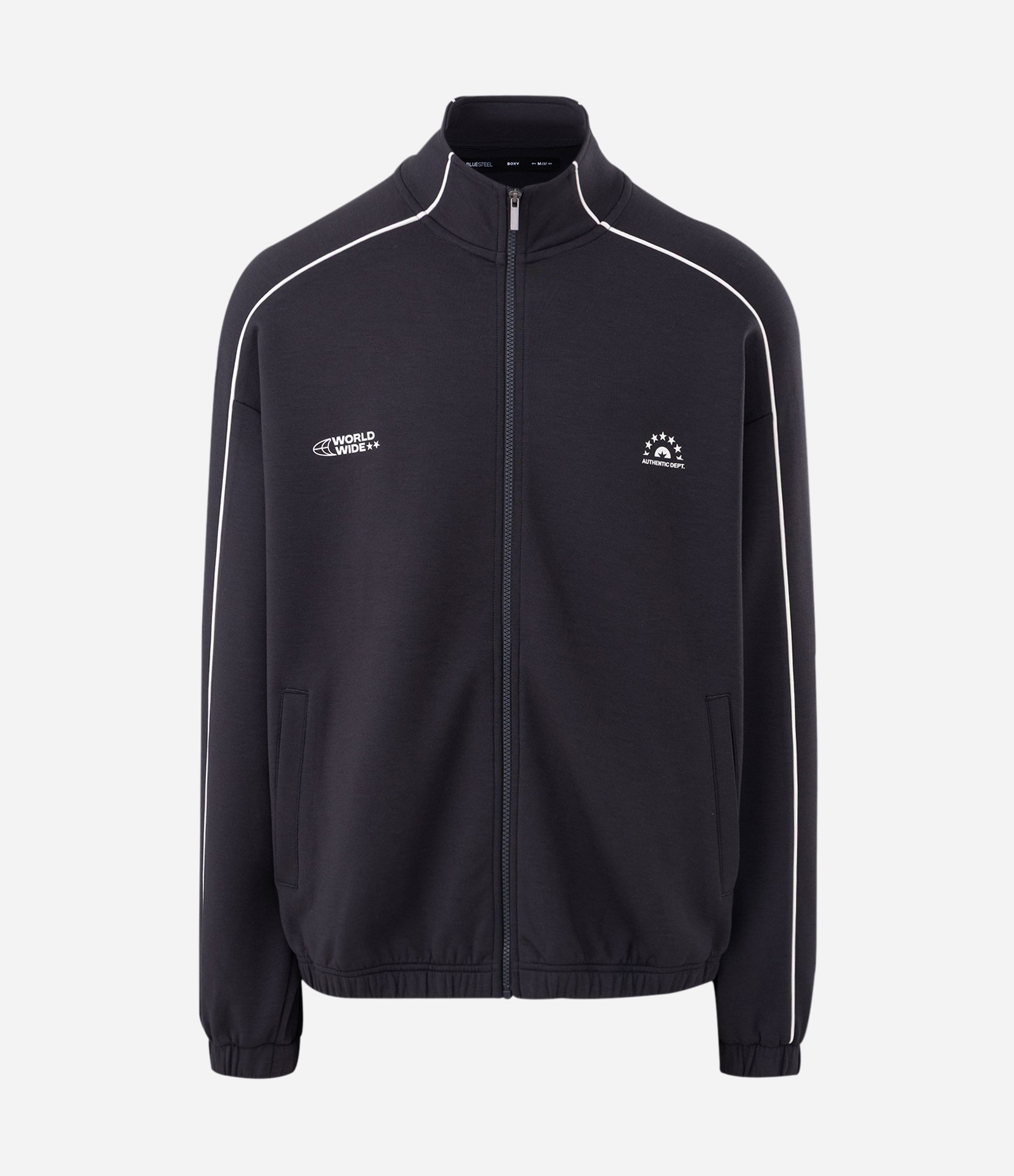 Blusão Boxy com Zíper em Microfibra com Lettering no Peito e Listra nas Mangas Preto 5