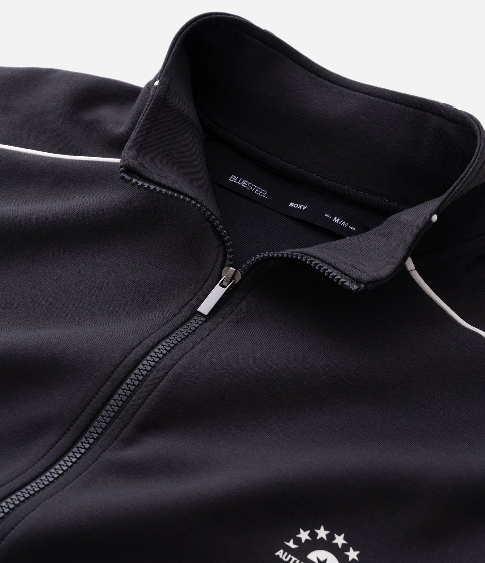 Blusão Boxy com Zíper em Microfibra com Lettering no Peito e Listra nas Mangas Preto 9