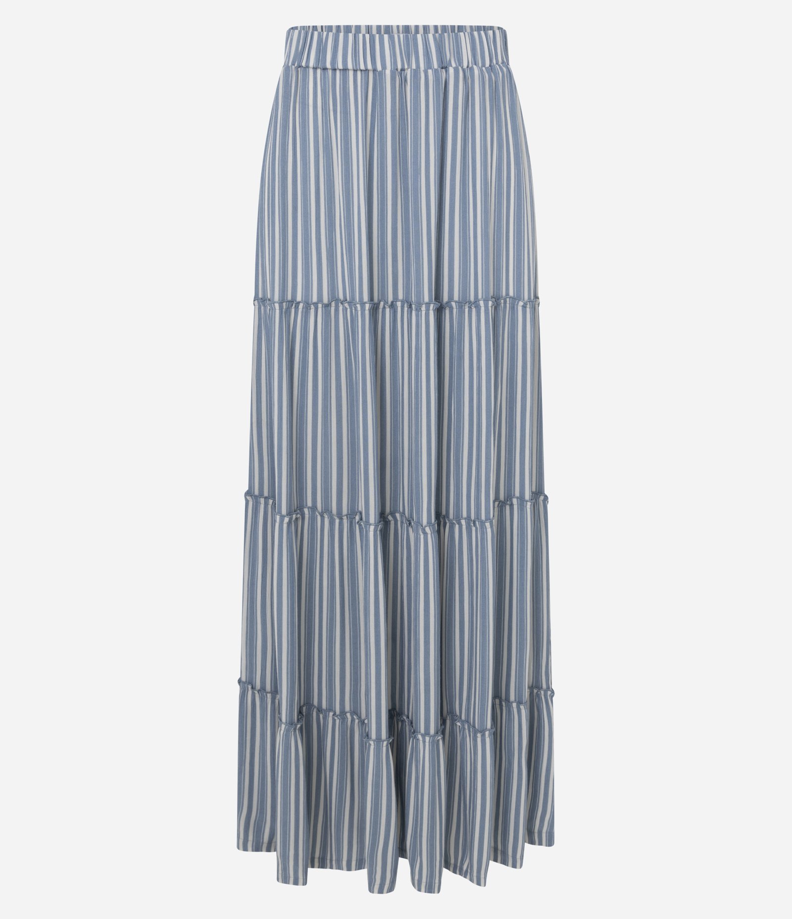 Saia Longa em Viscolinho com Estampa de Listras e Marias Azul 4